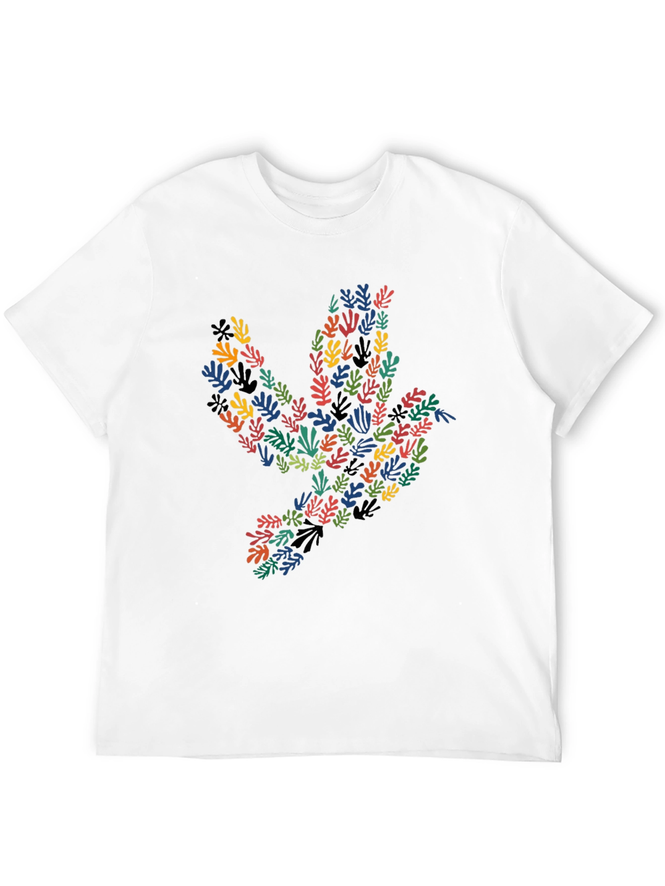 Black Abstract Leaf Dove Graphic Black T-Shirt view 12