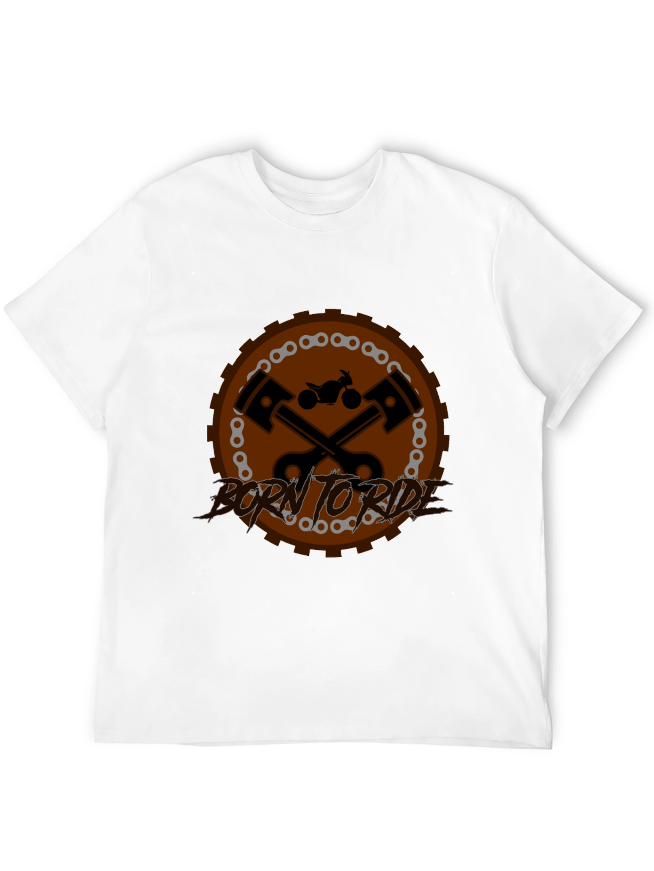 Black Born to Ride Motorcycle Graphic Black T-Shirt view 12