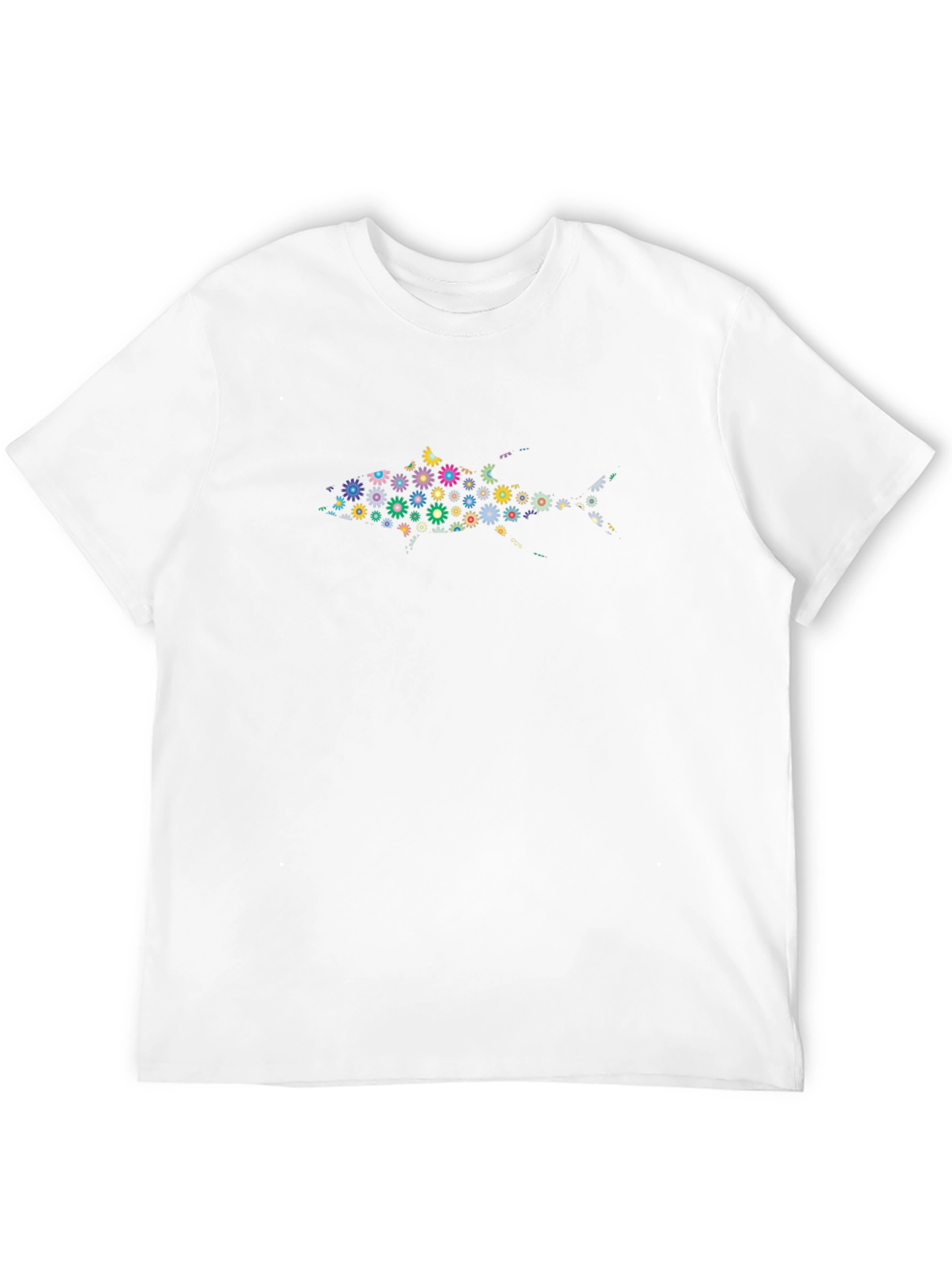 Black Floral Fish Graphic Black T-Shirt view 12