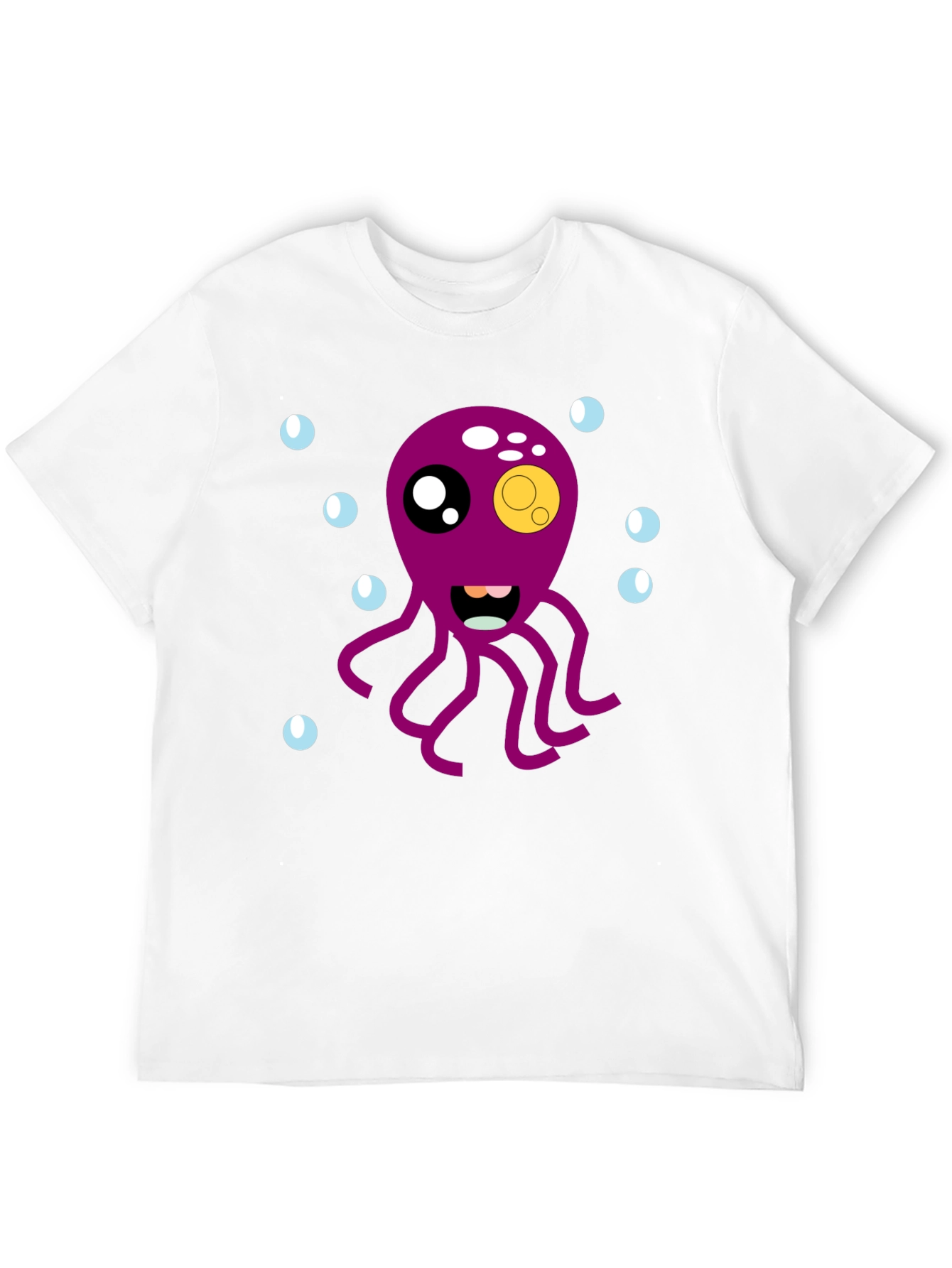 Black Cute Octopus Cartoon Graphic T-Shirt - Black view 12