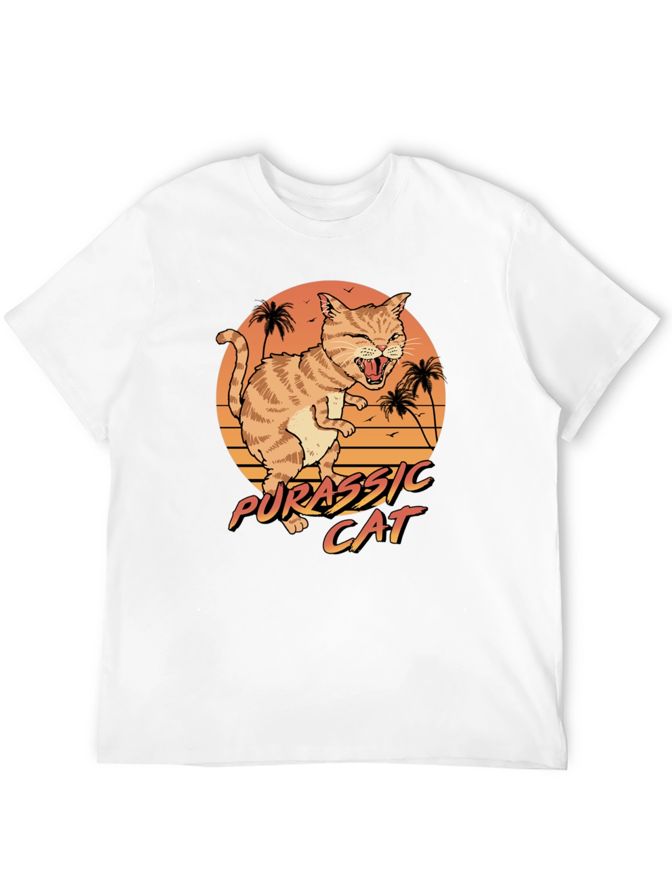 Black Jurassic Cat Graphic T-Shirt - Retro Style view 12