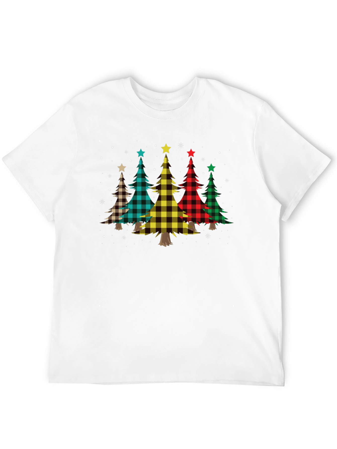 Black Plaid Christmas Trees Black T-Shirt view 12