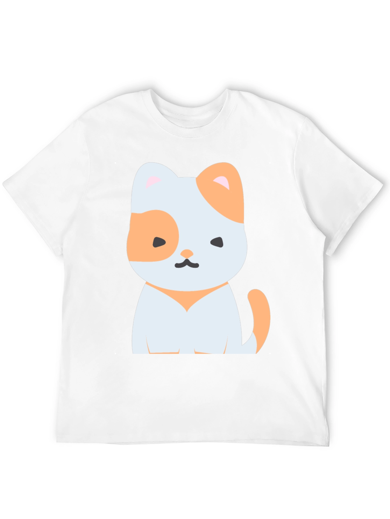 Black Cute Cartoon Cat Graphic Tee - Unisex Black T-Shirt view 12