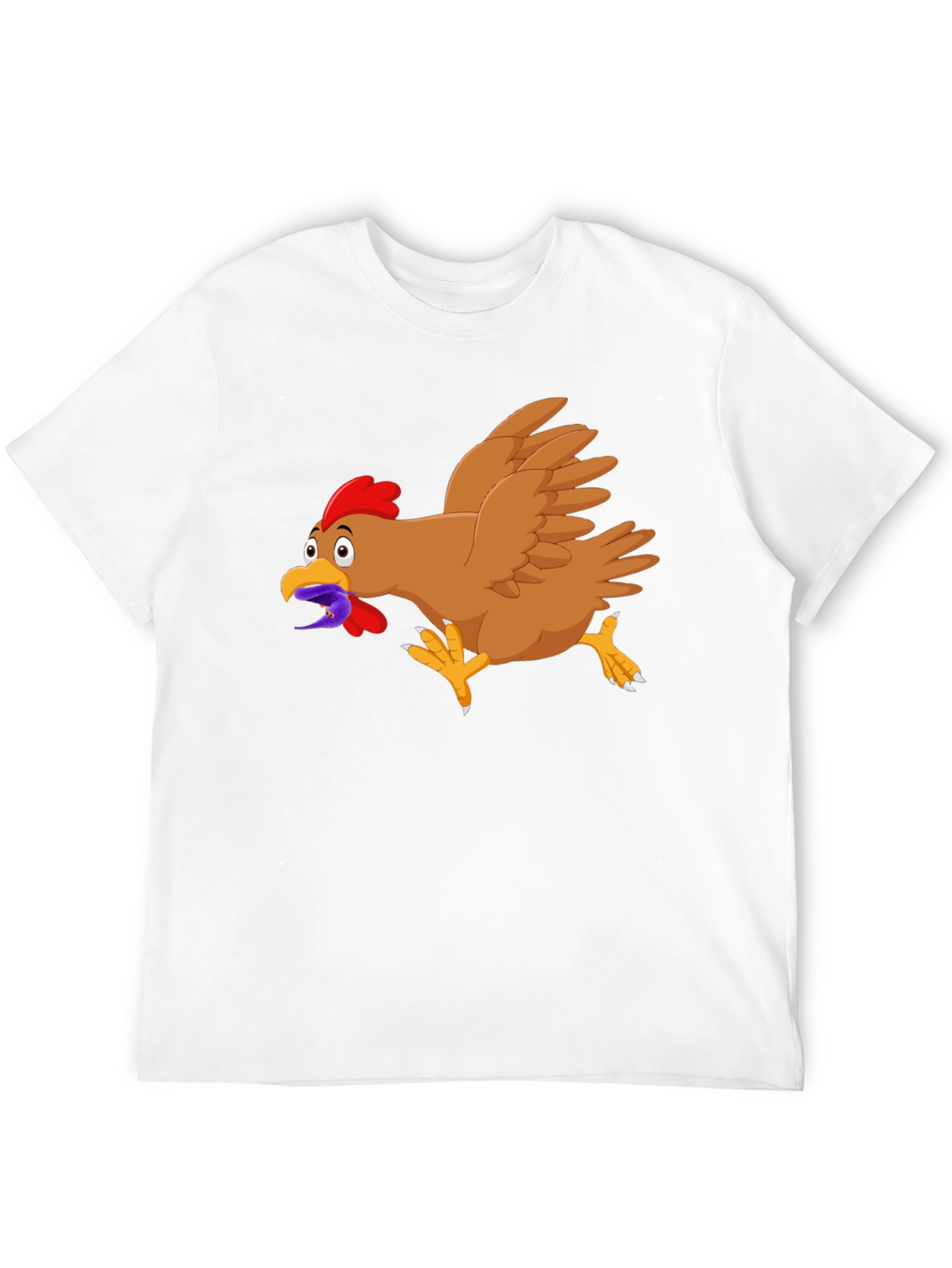Black Funny Chicken Worm Cartoon Black T-Shirt view 12