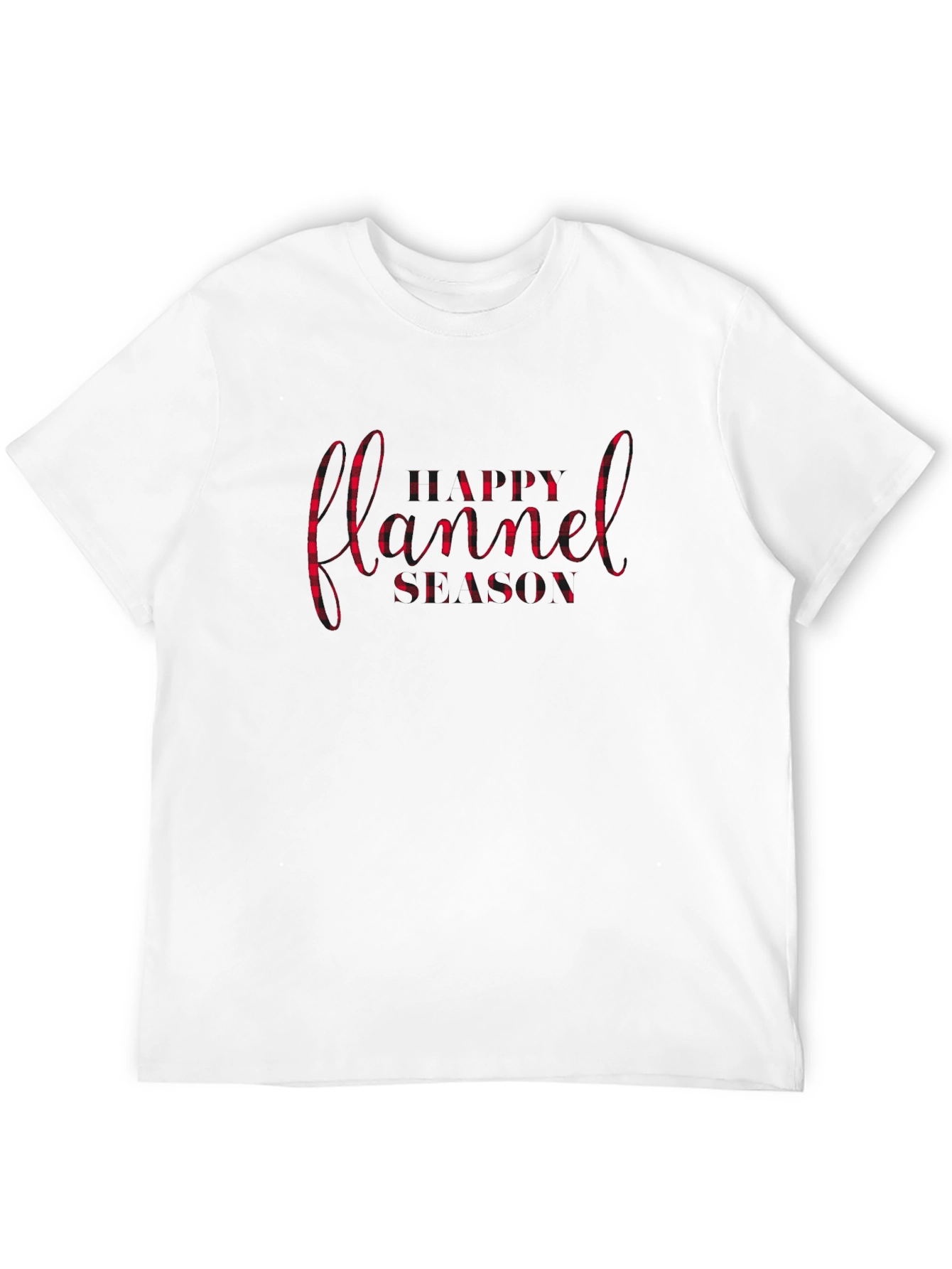 Black Happy Flannel Season Graphic Tee - Soft Black Cotton Blend view 12