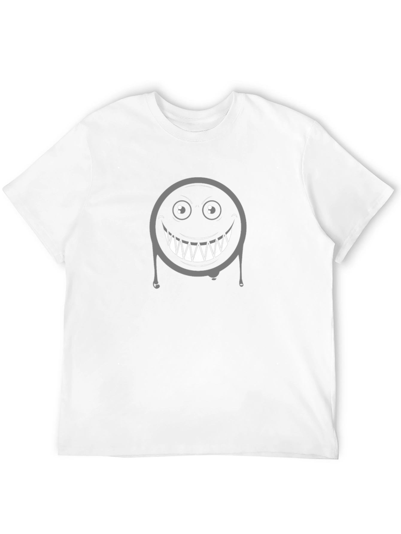 Black Men's Black T-Shirt with Creepy Smiley Face Graphic view 12