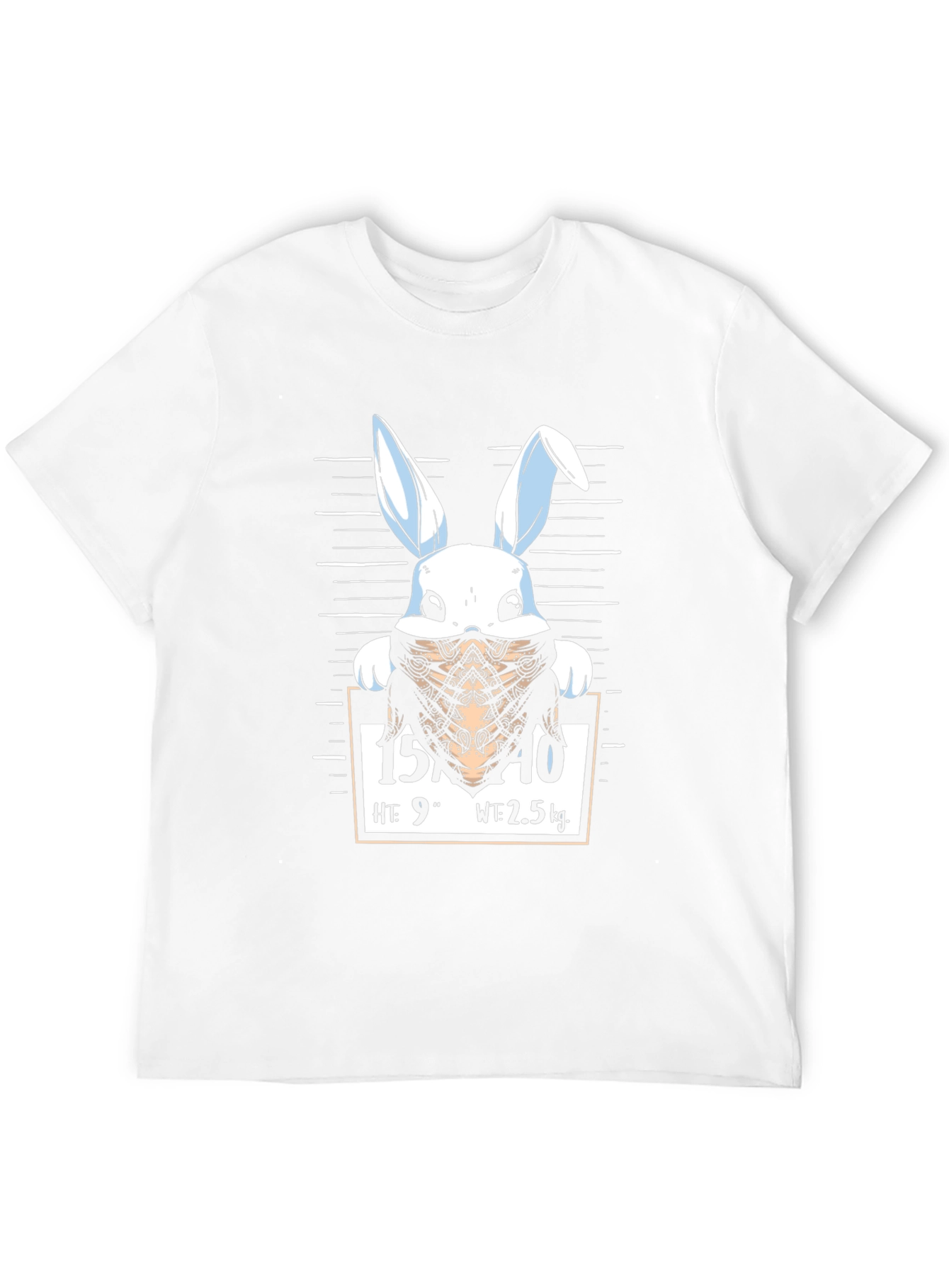 Black Funny Bunny Mugshot Black Graphic T-Shirt view 12