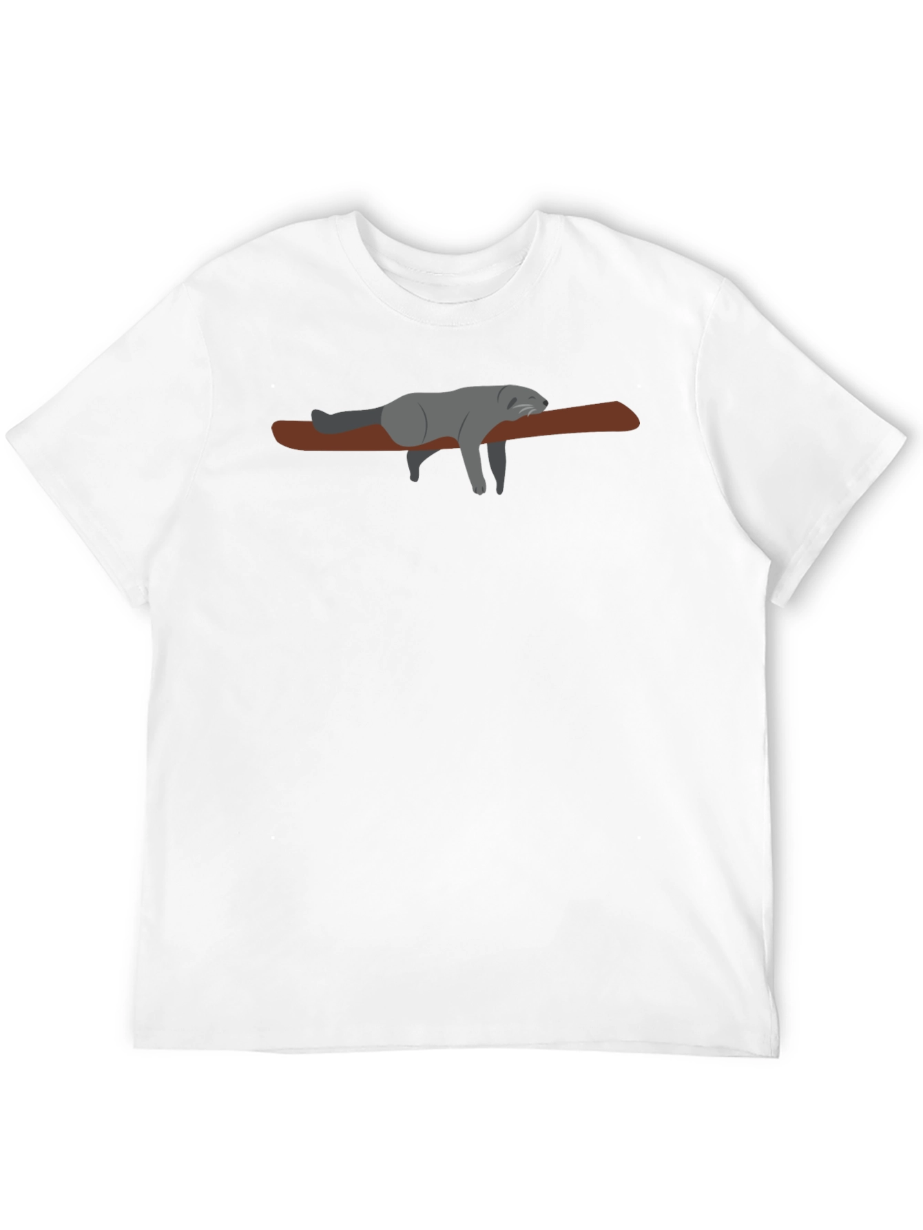 Black Lazy Raccoon on Branch - Black T-Shirt view 12