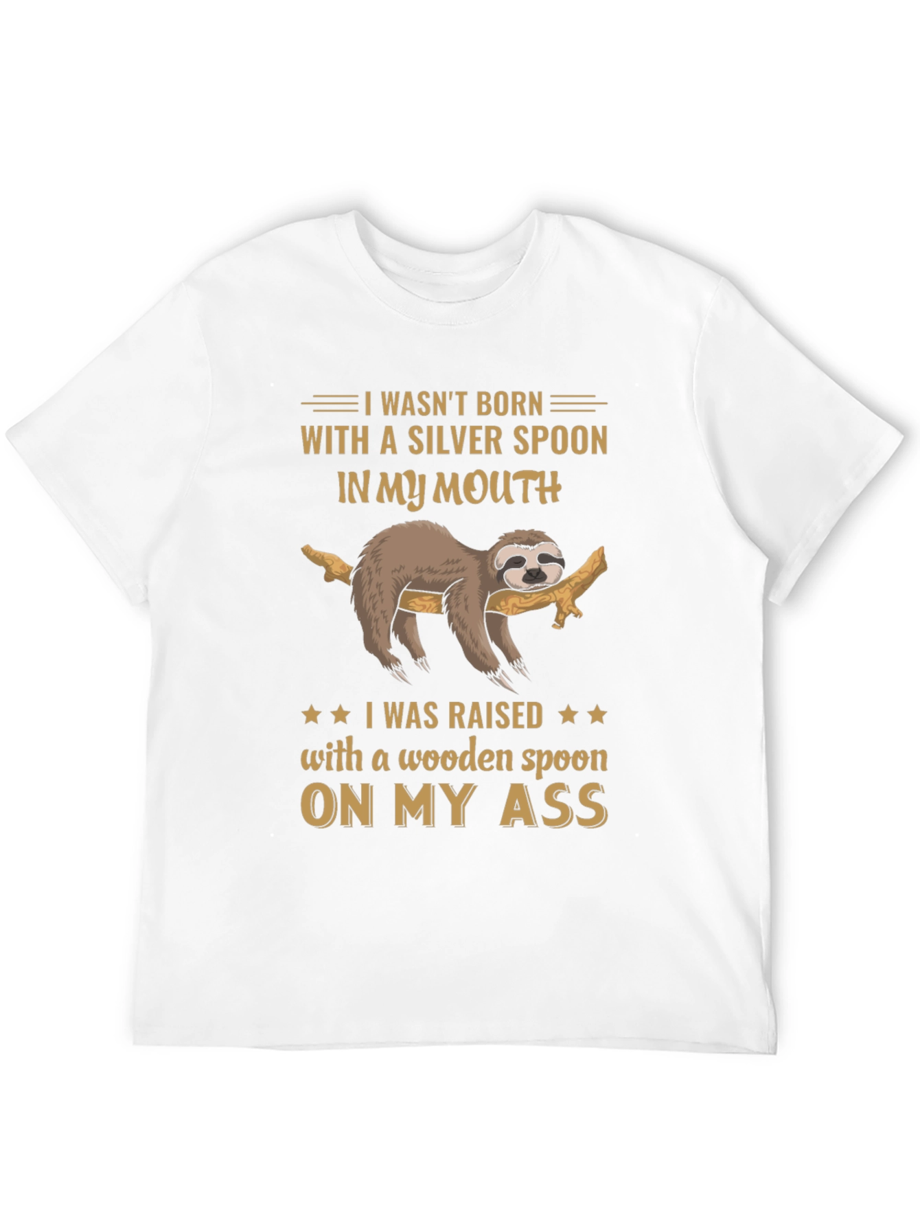 Black Funny Sloth T-Shirt - Wooden Spoon On My Ass view 12
