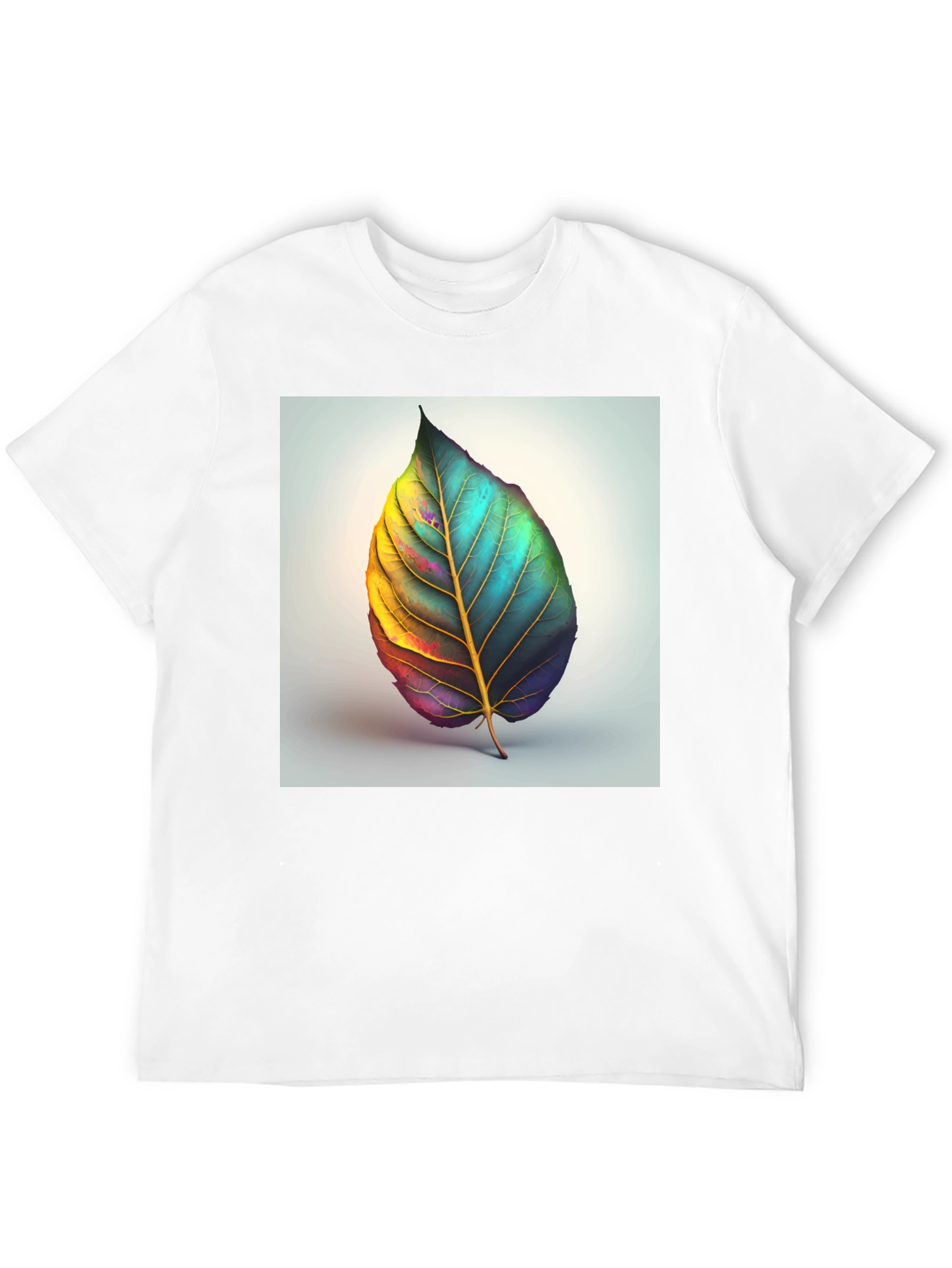 Artistic Leaf Graphic Tee - Black Cotton Blend - 12
