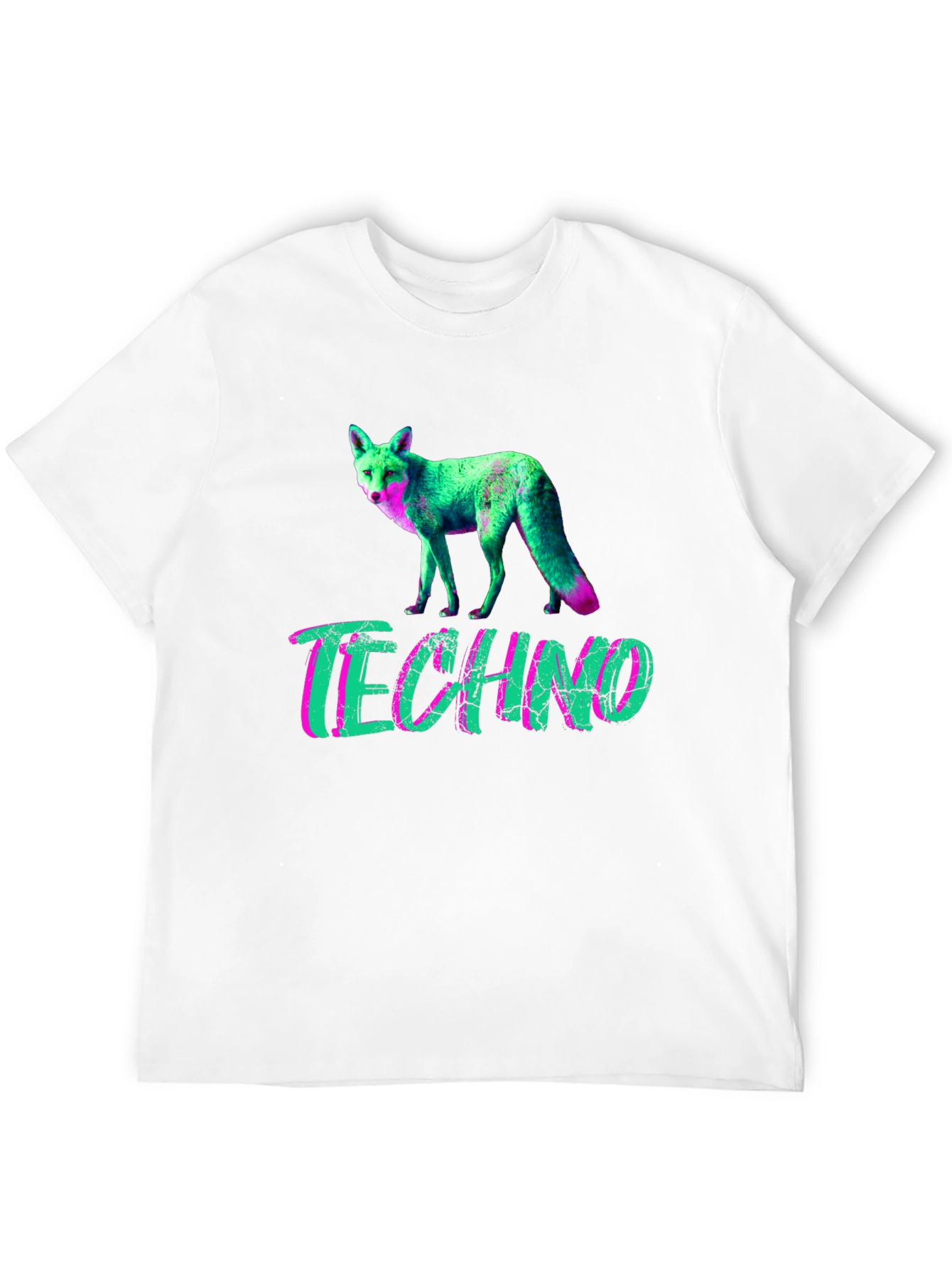 Black Techno Fox Graphic T-Shirt - Neon Style view 12