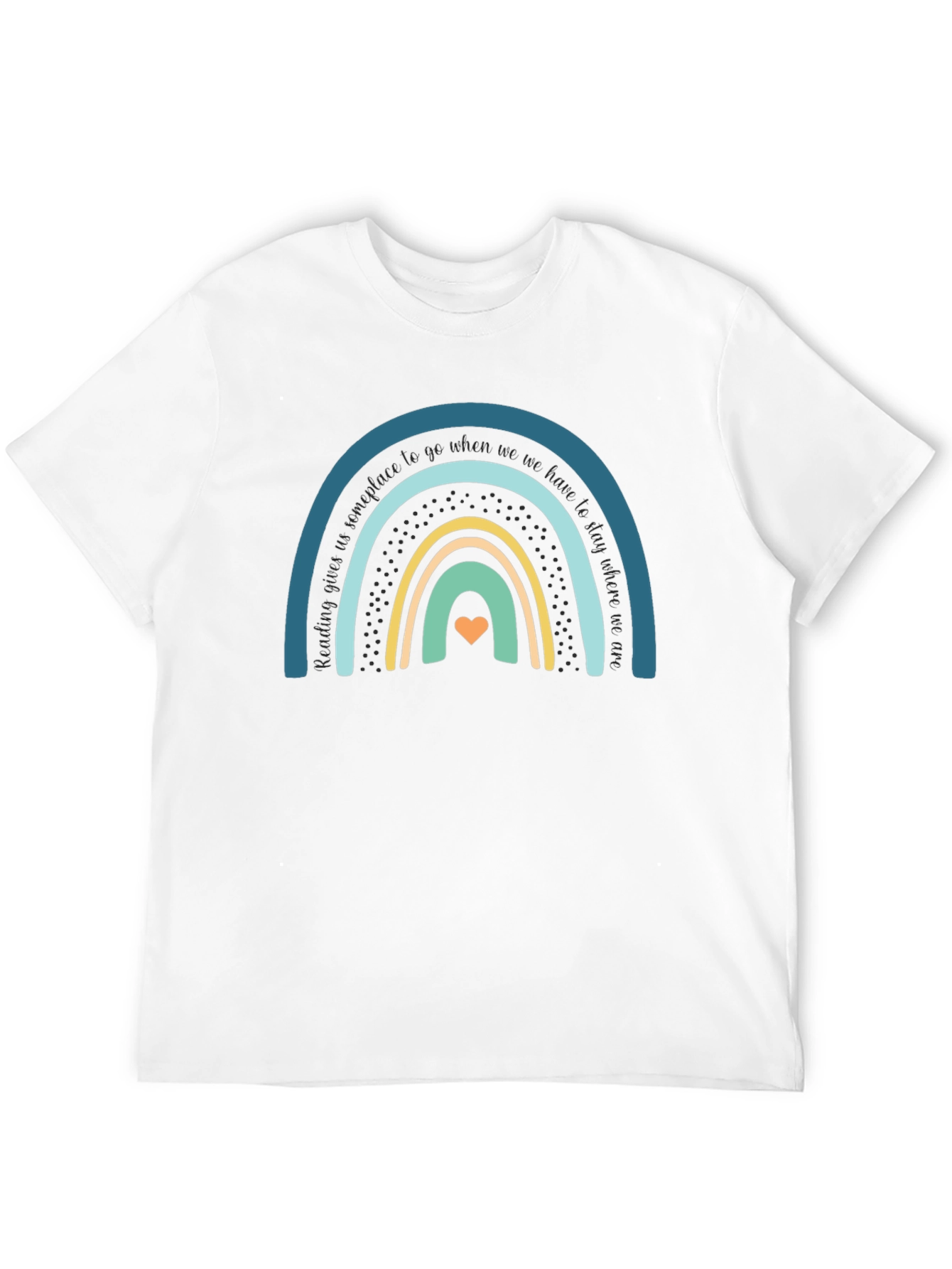 Black Rainbow Heart Graphic Tee - Unisex Black Cotton T-Shirt view 12