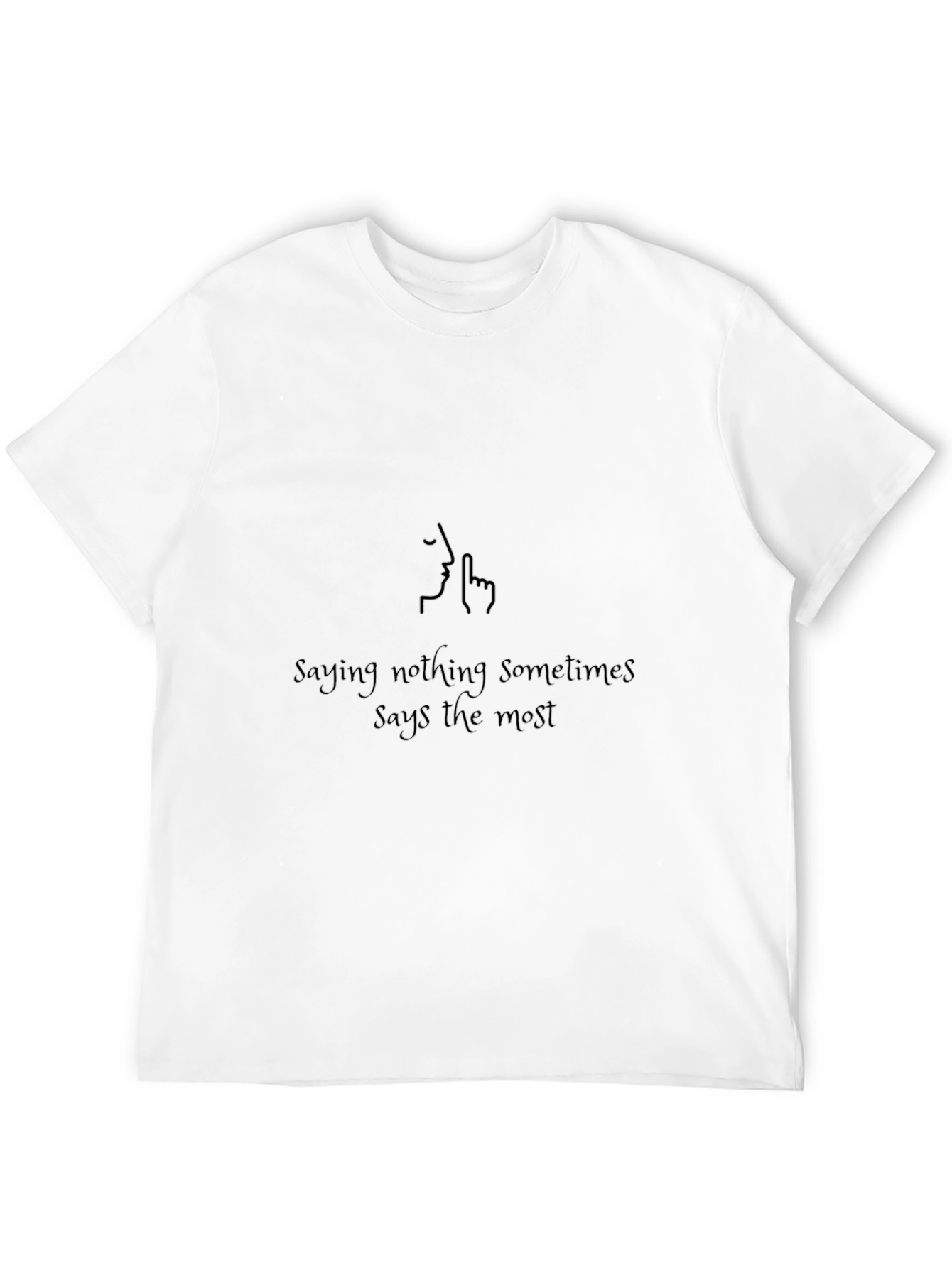 Black Minimalist "Saying Nothing" Black Graphic Tee view 12