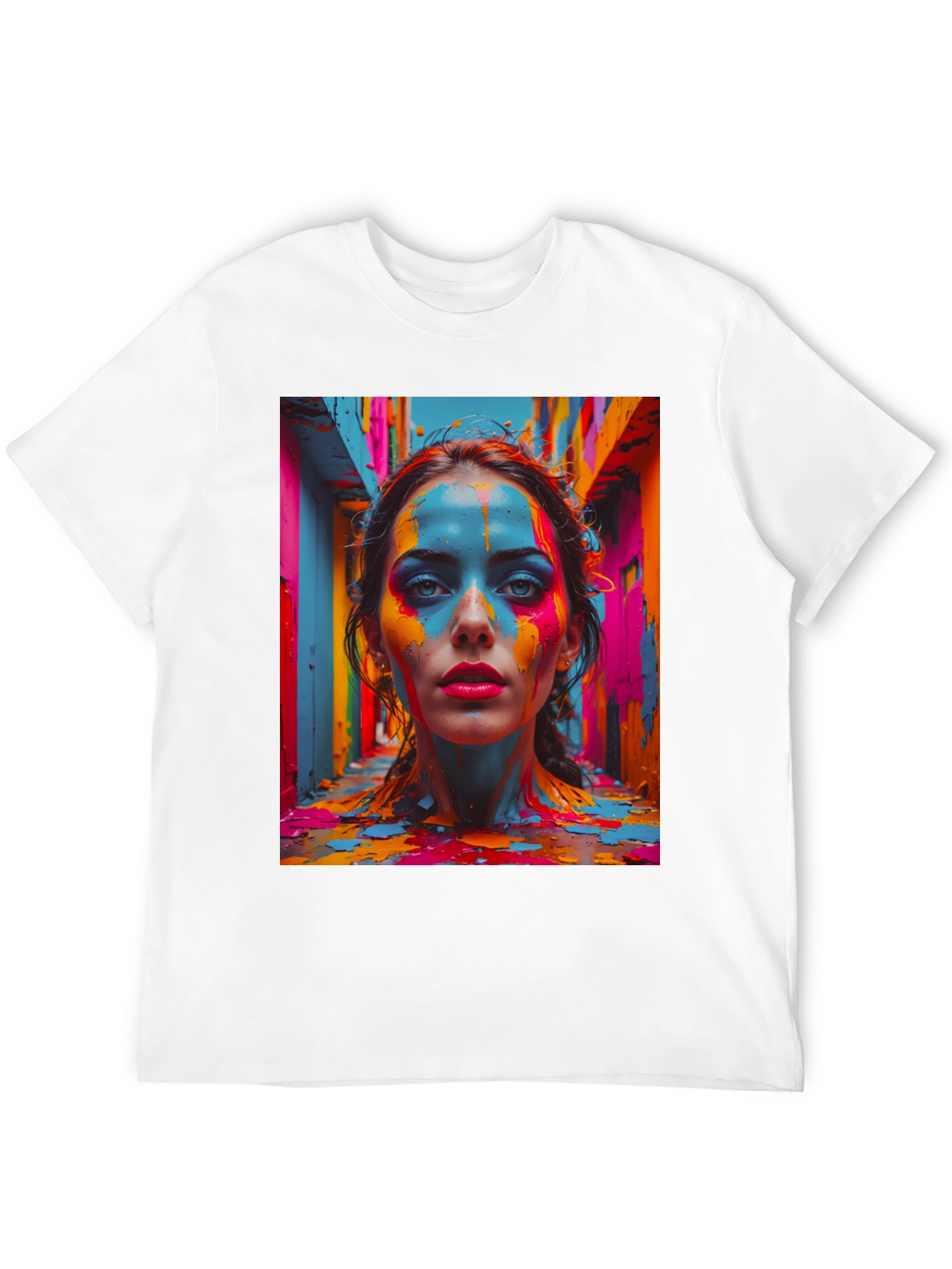 Black Colorful Paint Woman Graphic Tee view 12
