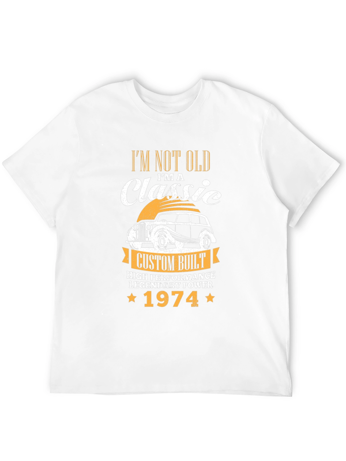 Black Classic 1974 Car T-Shirt - "I'm Not Old, I'm a Classic" view 12