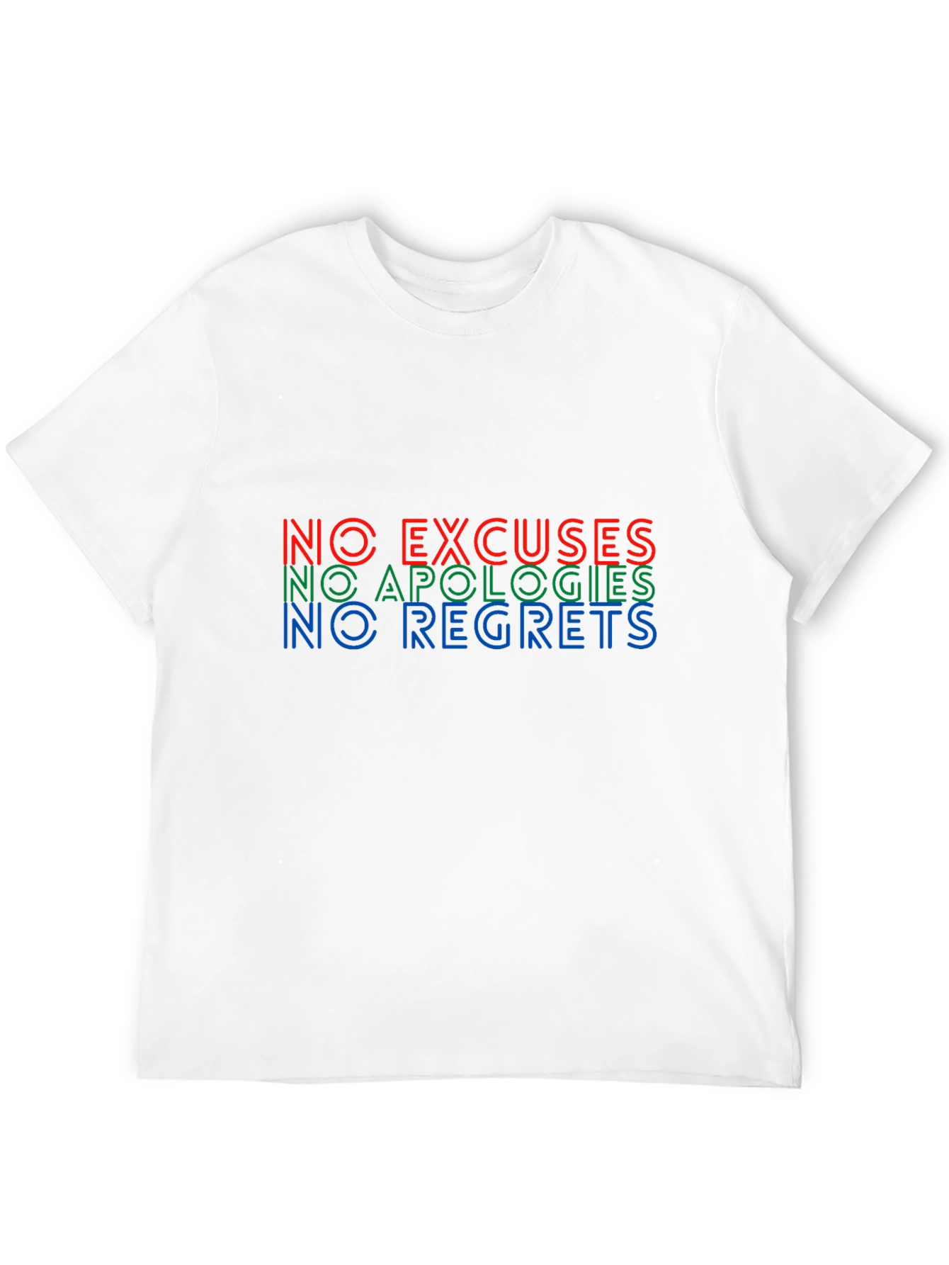 Black No Excuses, Apologies, Regrets Graphic T-Shirt view 12
