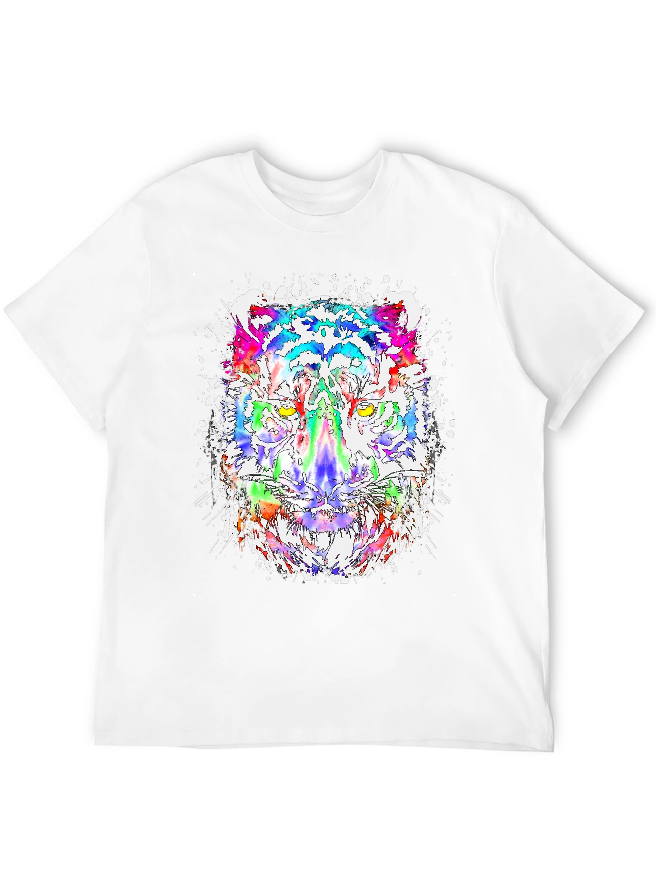 Black Vibrant Tiger Graphic Tee - Cool Colorful Design view 12
