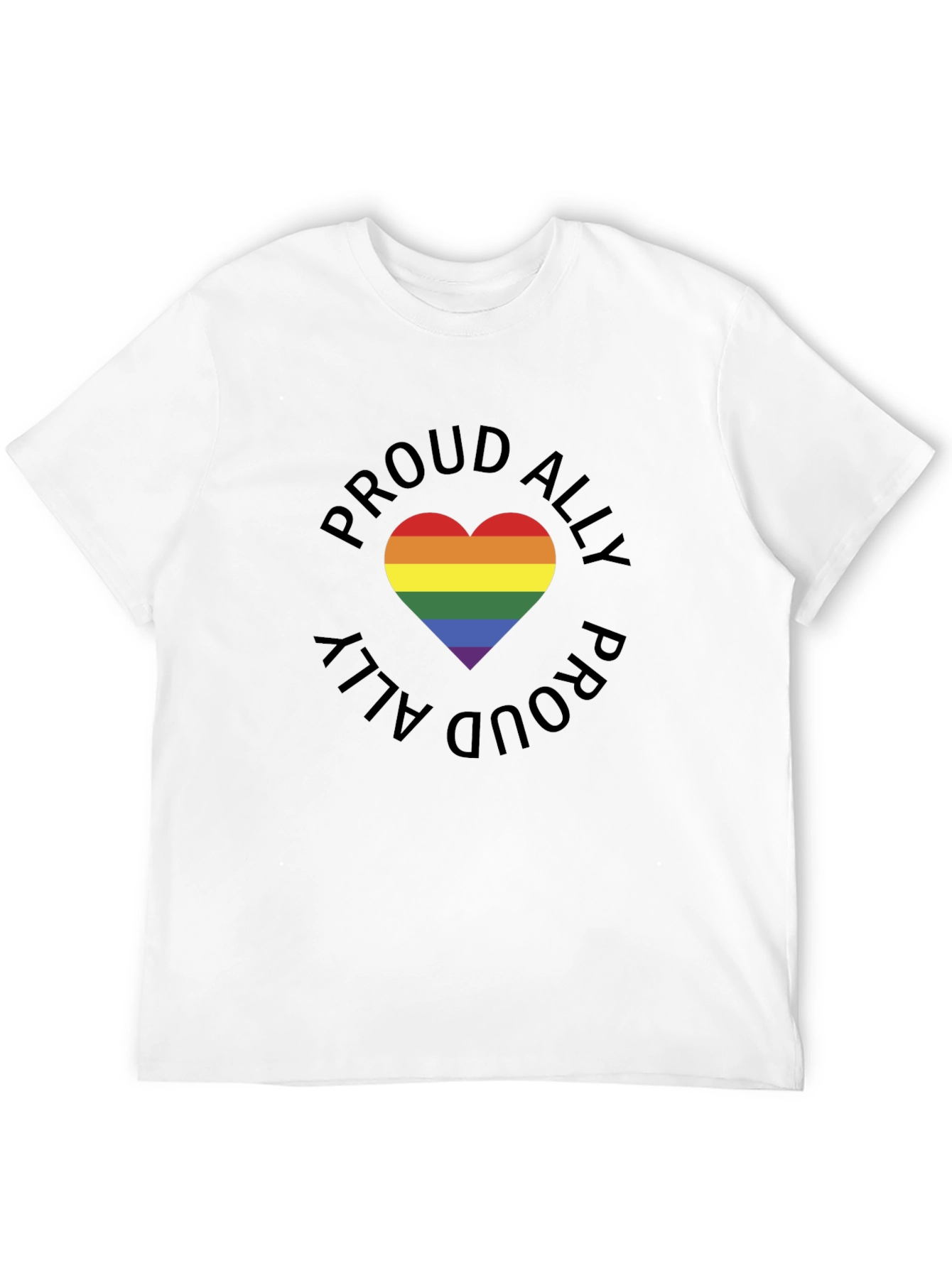 Black Proud Ally Rainbow Heart Graphic Tee - Black view 12