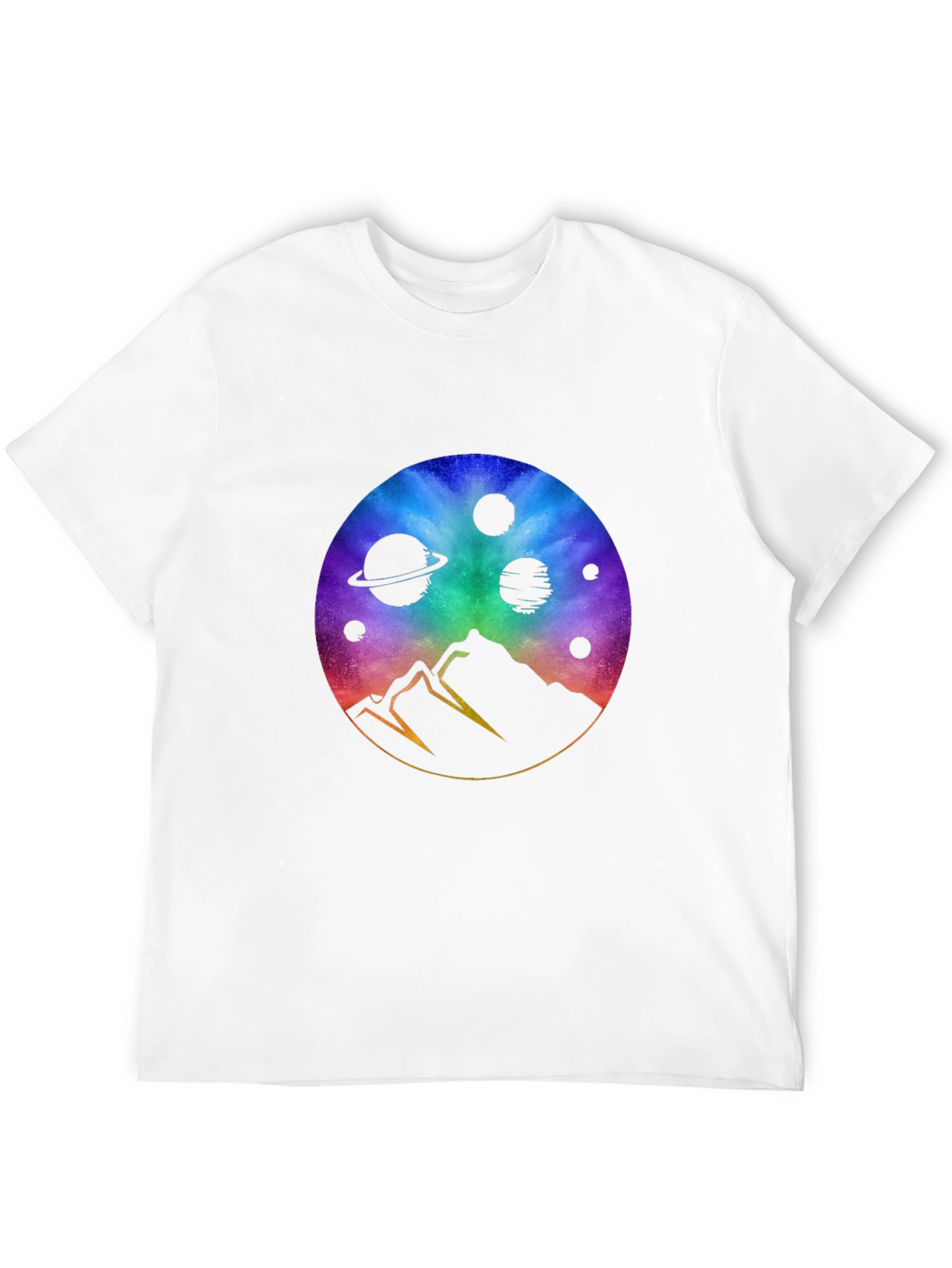 Black Cosmic Mountain Black T-Shirt - Galaxy Design view 12