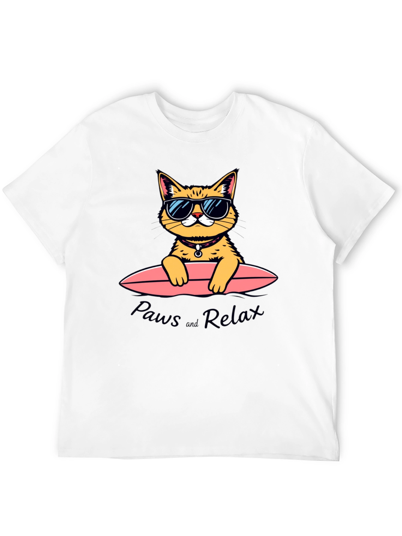 Black Paws and Relax Cat Surfing T-Shirt view 12