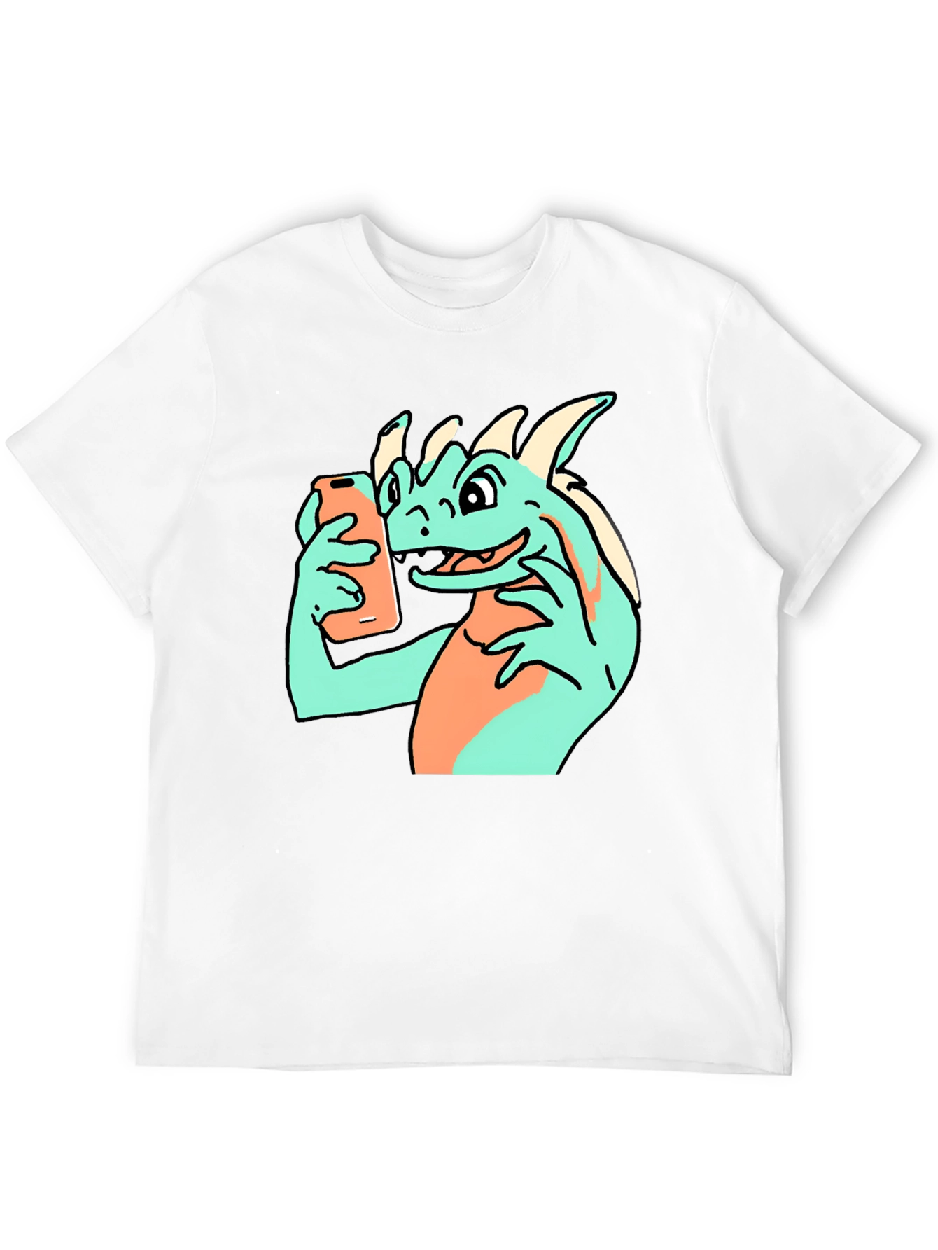 Black Funny Dragon Selfie Black T-Shirt view 12