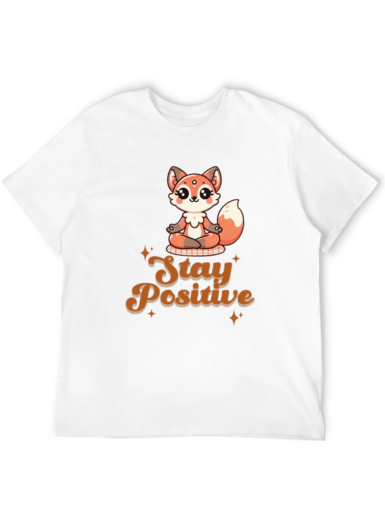 Black Stay Positive Meditation Fox T-Shirt view 12