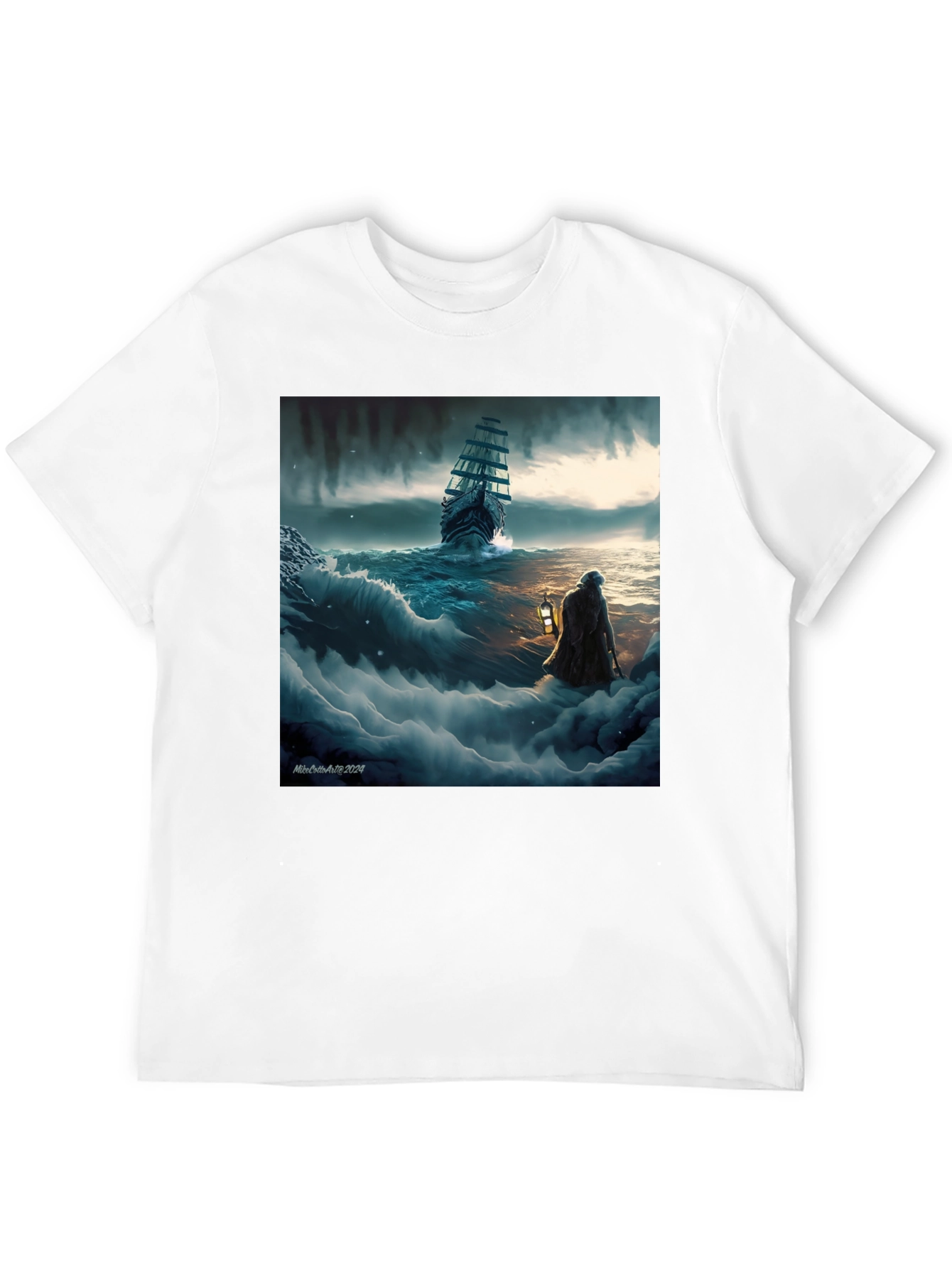Black Stormy Seas Graphic Tee - Black Cotton Blend view 12