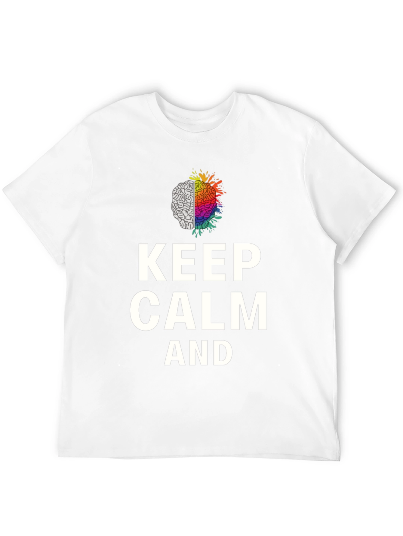 Black Keep Calm Brain Graphic Tee - Soft Cotton Blend view 12