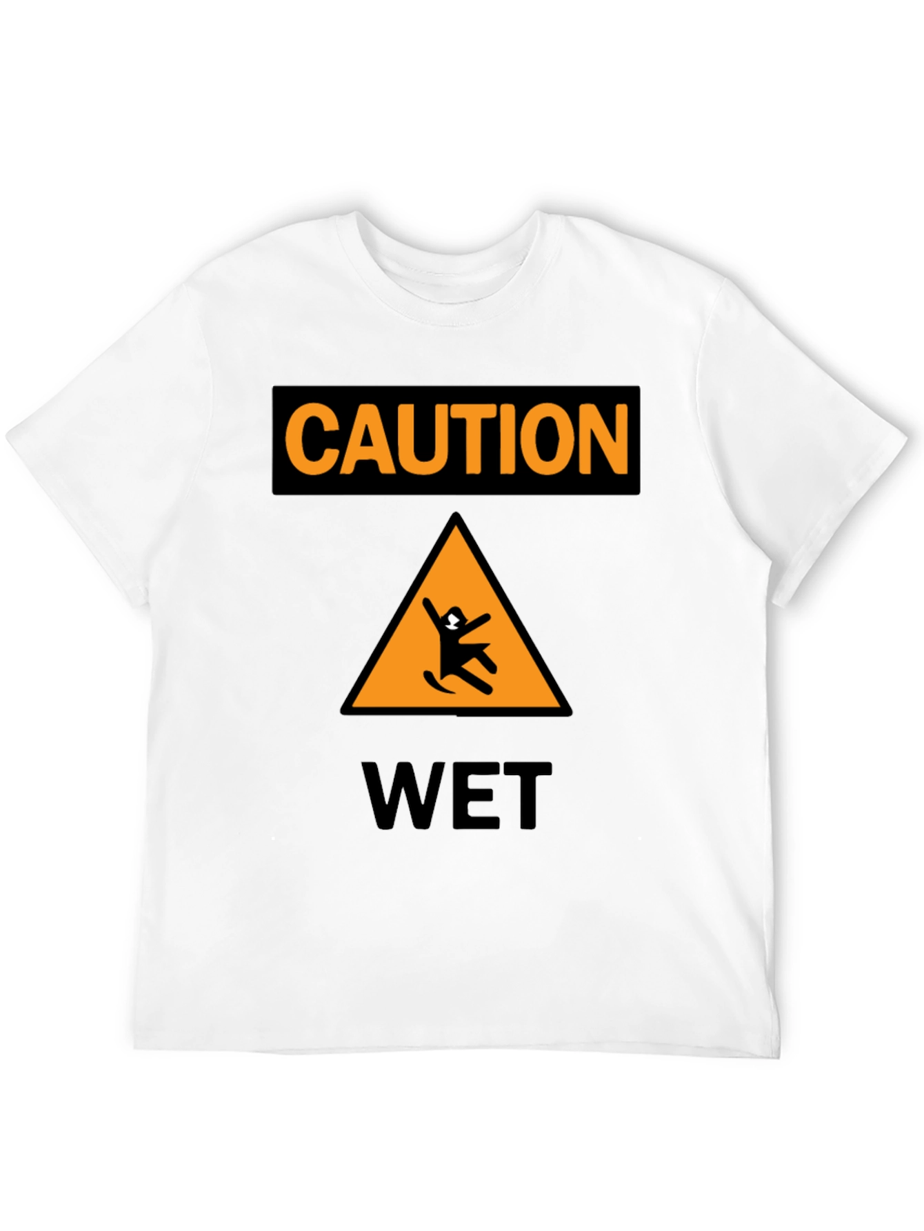 Black Caution Wet Floor Black Graphic T-Shirt view 12