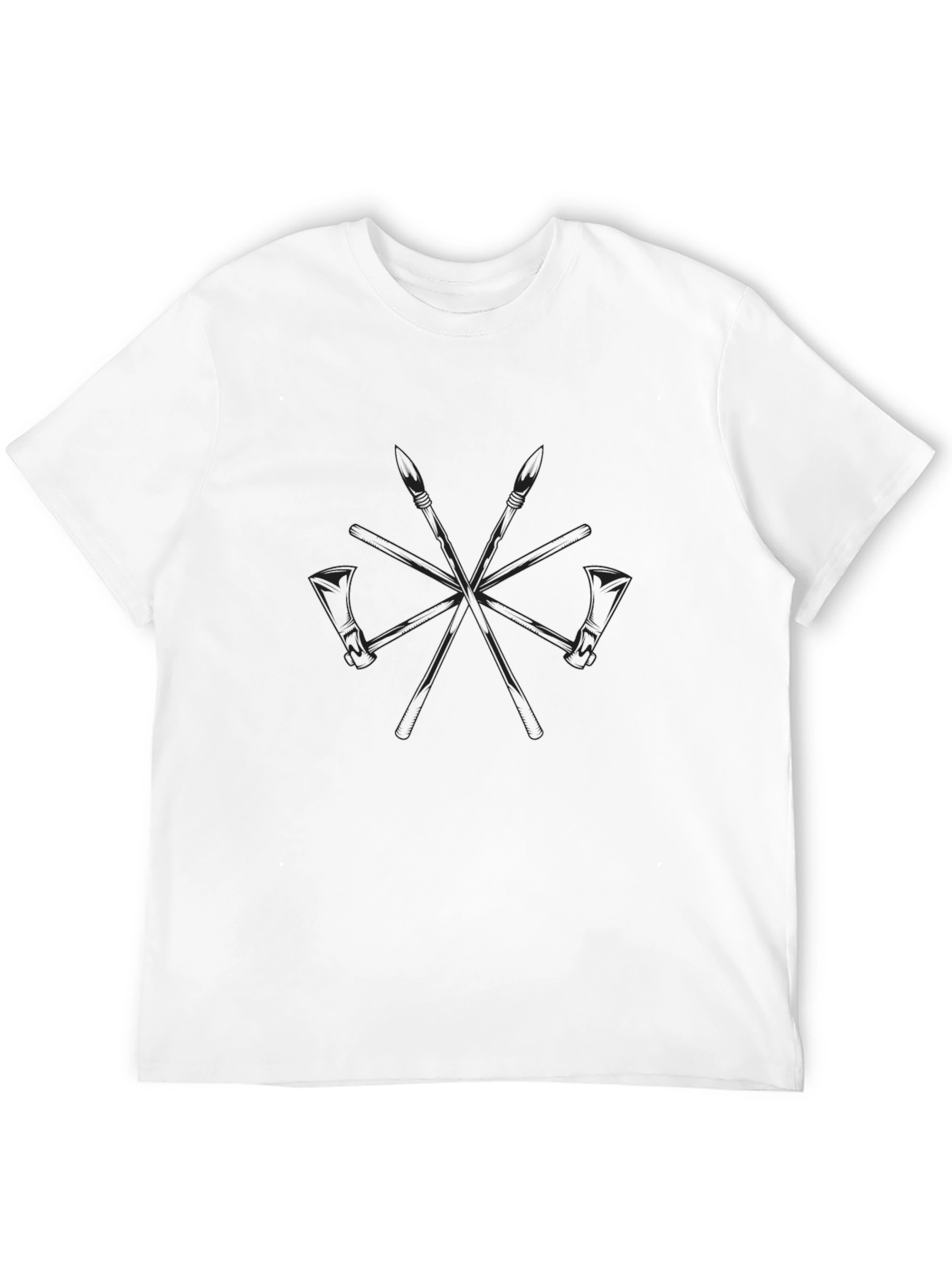 Black Spear & Axe Graphic T-Shirt - Black Crew Neck view 12