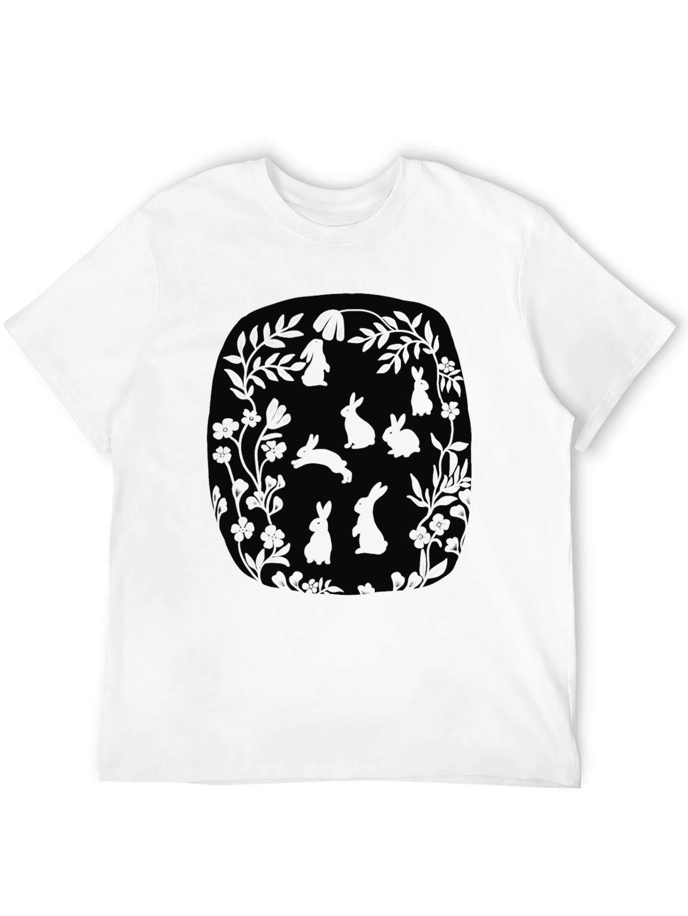 Black Bunny Floral Graphic Tee - Men's Black T-Shirt view 12