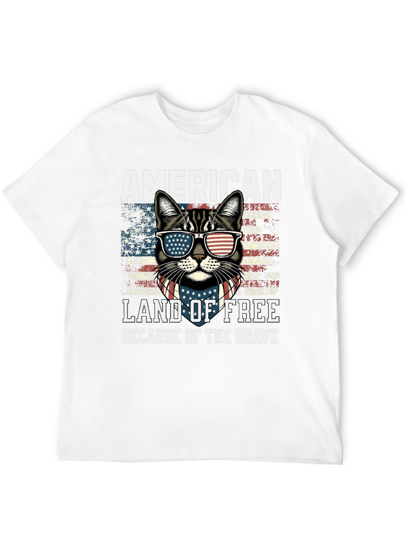 Black American Cat T-Shirt Land of Free view 12