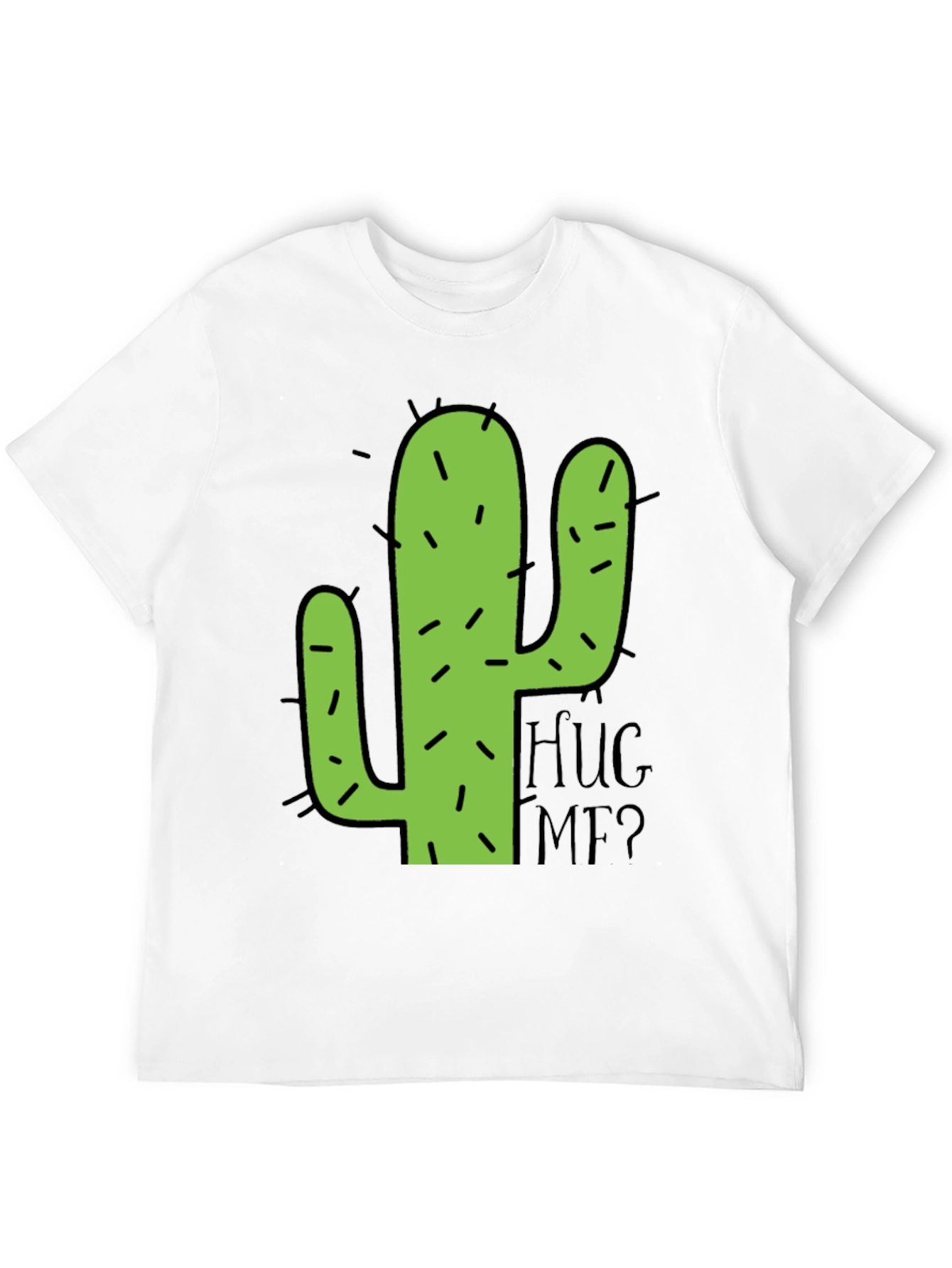 Black Cactus Hug Me Men's Black Graphic T-Shirt view 12