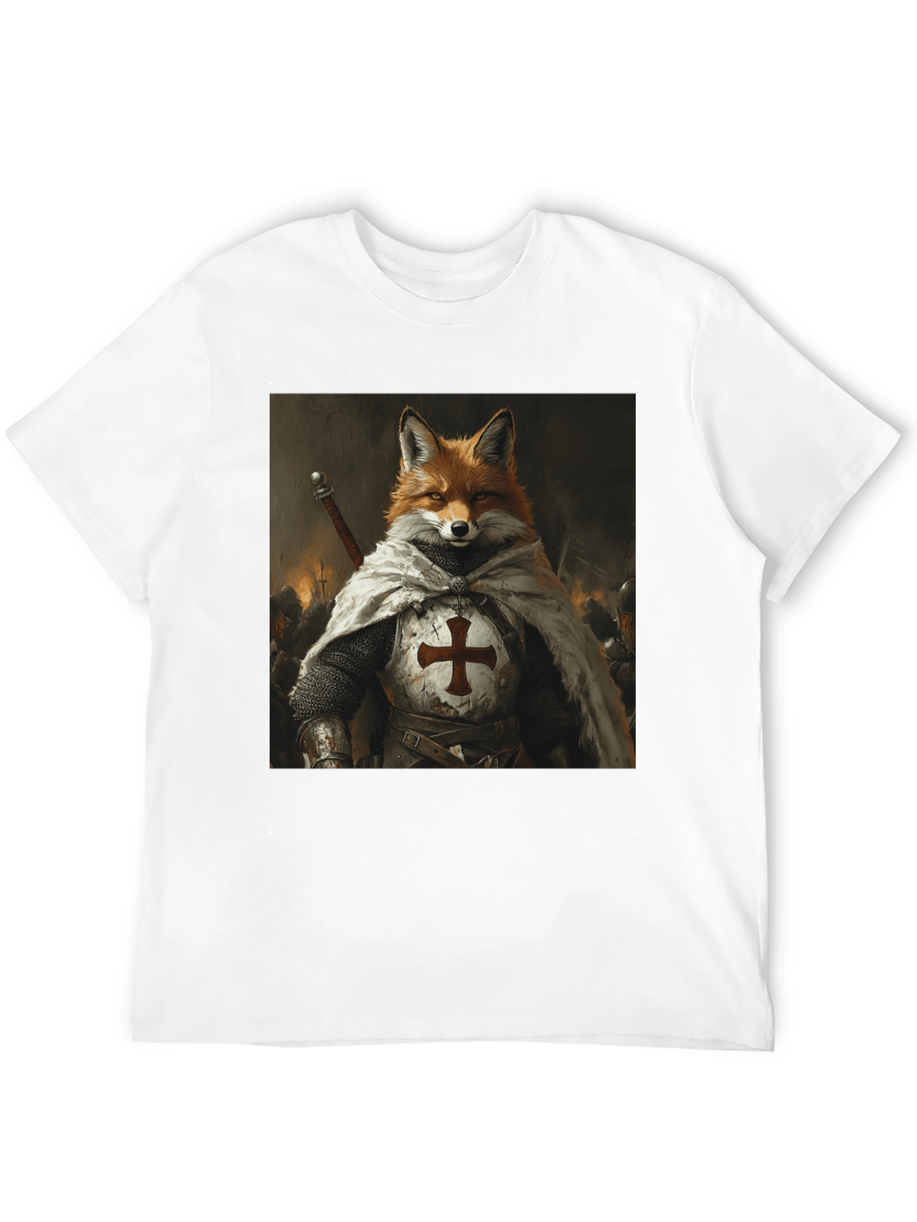 Black Fox Knight Graphic Tee - Medieval Style view 12