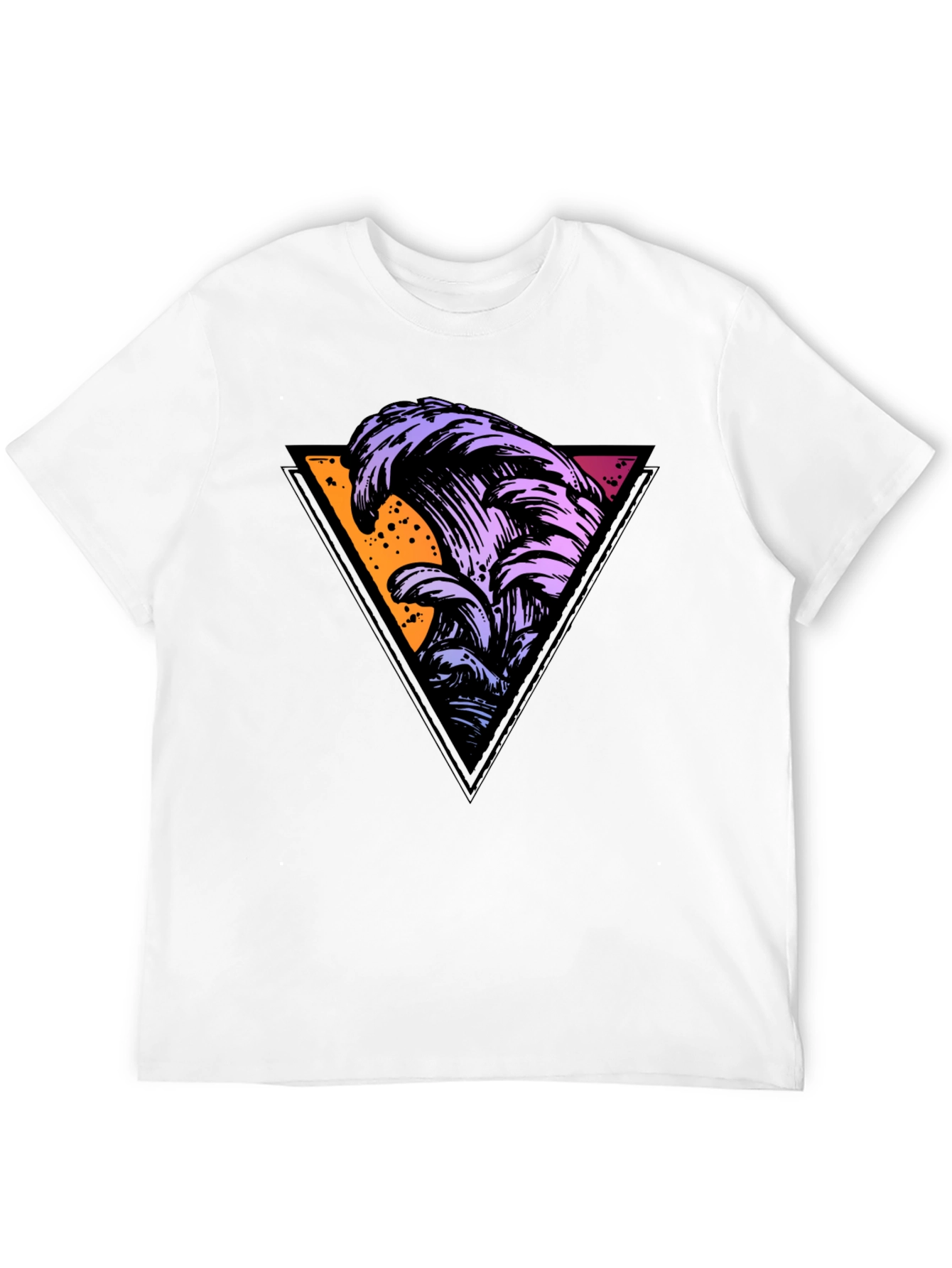 Black Retro Wave Triangle Graphic Tee - Black view 12