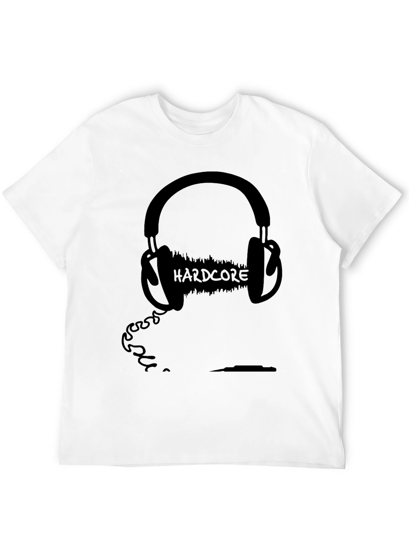 Black Hardcore Music Headphone Graphic Tee - Black Cotton Blend view 12