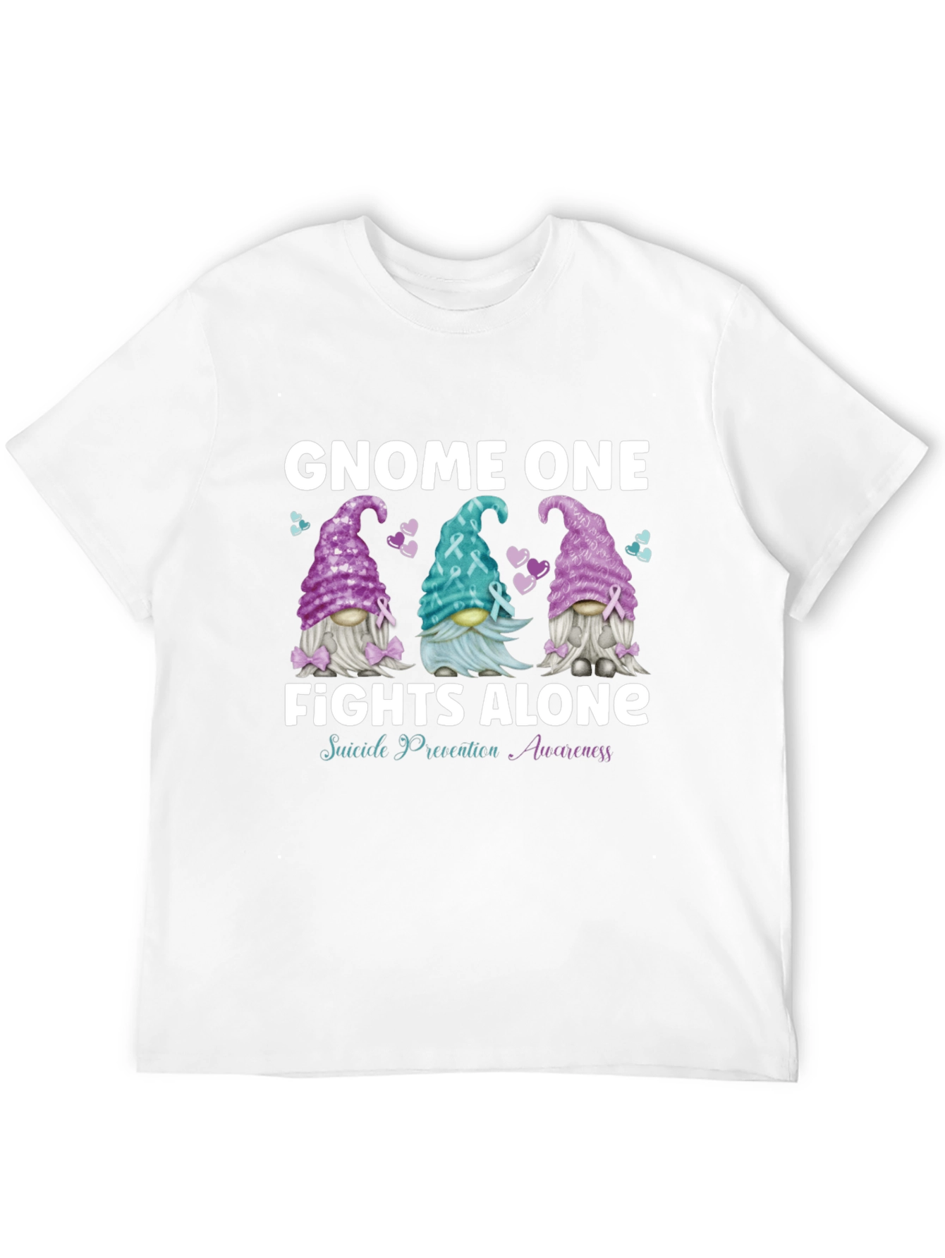 Black Gnome One Fights Alone Suicide Awareness T-Shirt view 12