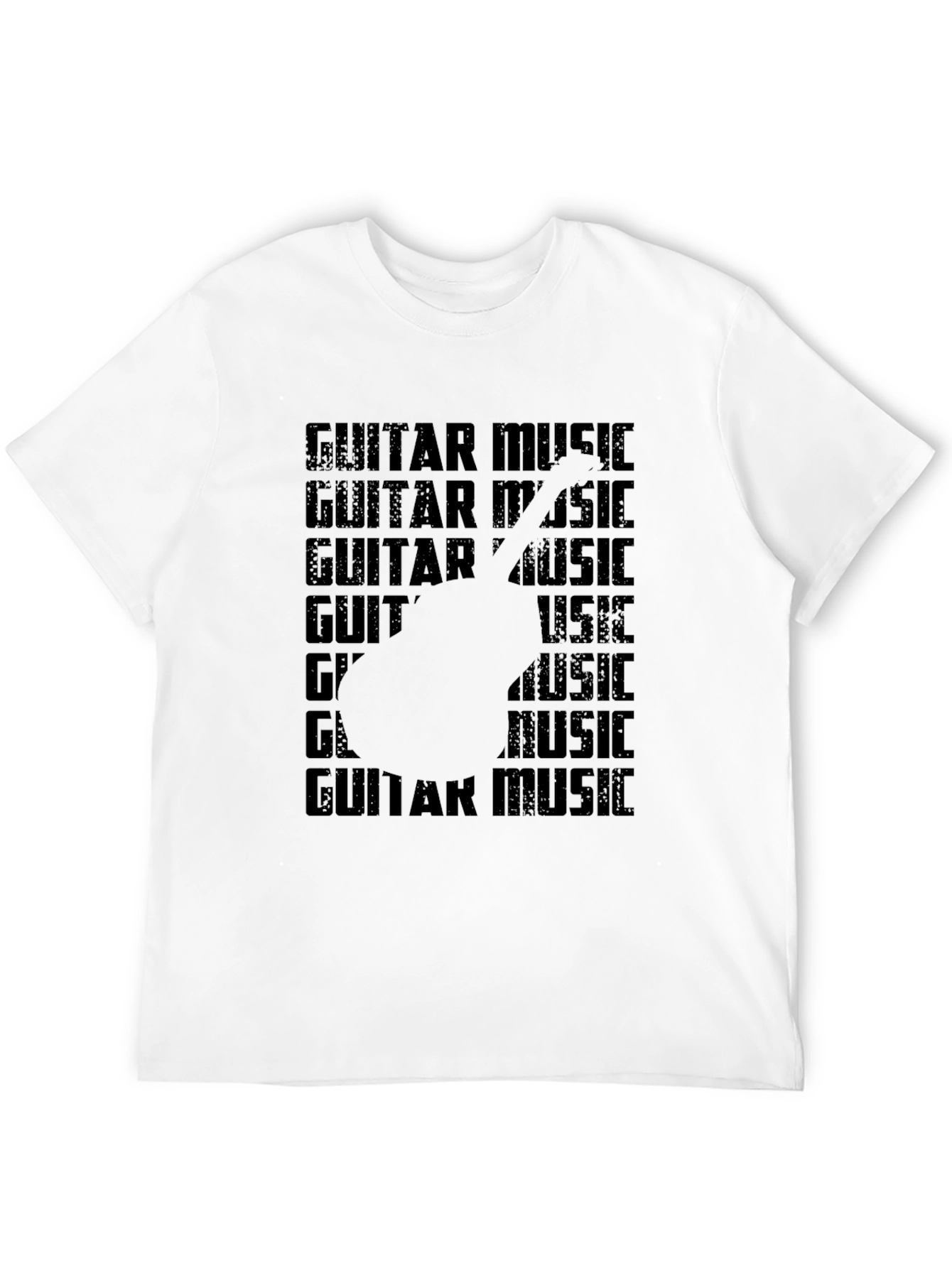 Black Guitar Music Graphic Tee - Black Casual T-Shirt view 12