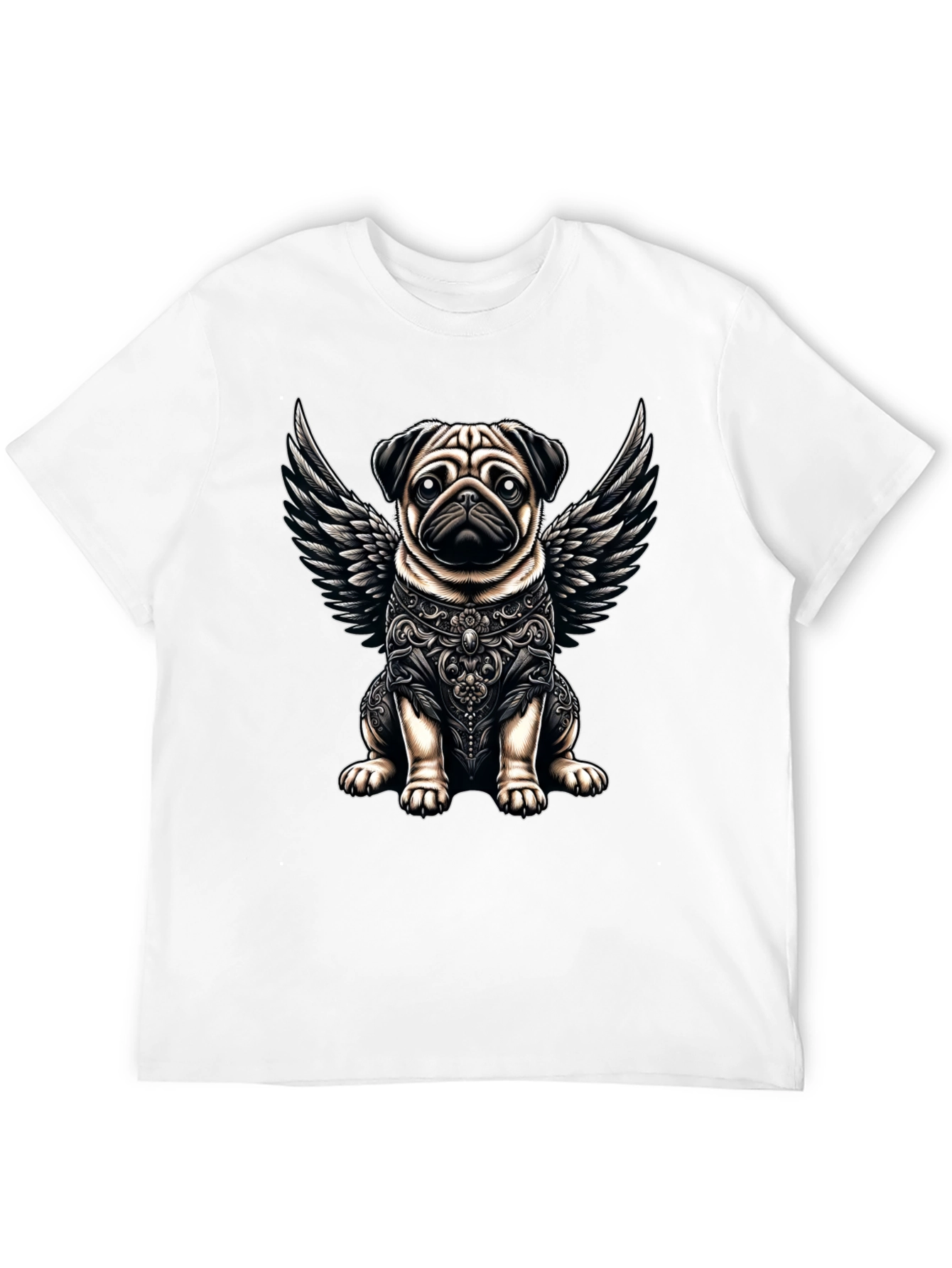 Black Angel Pug Graphic Tee - Stylish Black T-Shirt view 12