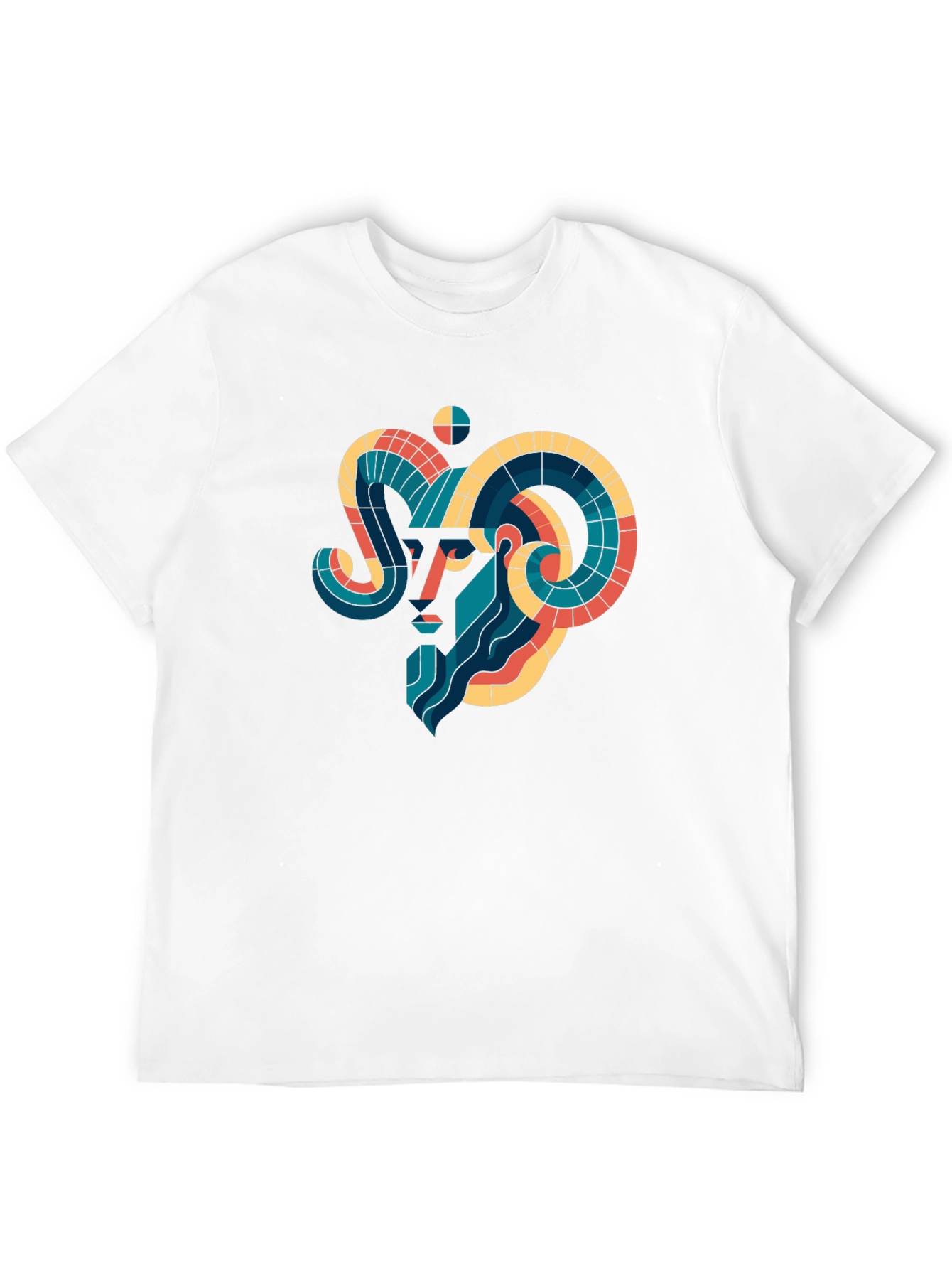 Black Geometric Aries Ram Graphic Tee - Black view 12