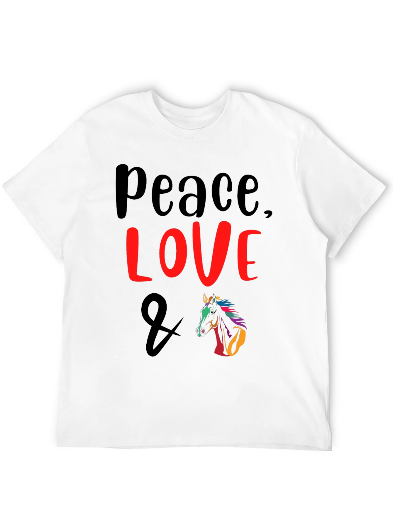 Black Peace Love & Horse Graphic T-Shirt view 12