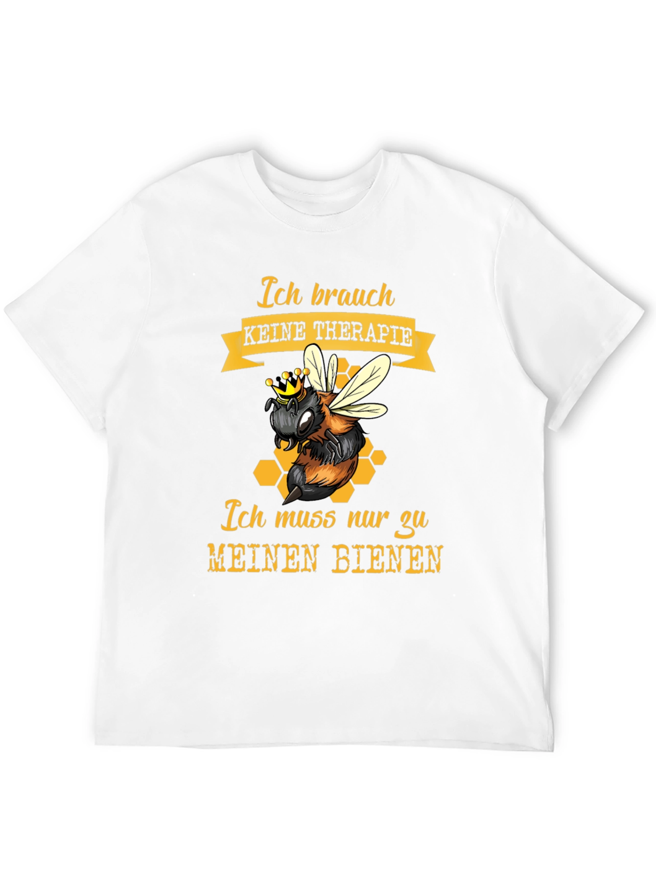 Black Bee Therapy T-Shirt - German Slogan, Honeycomb Design view 12