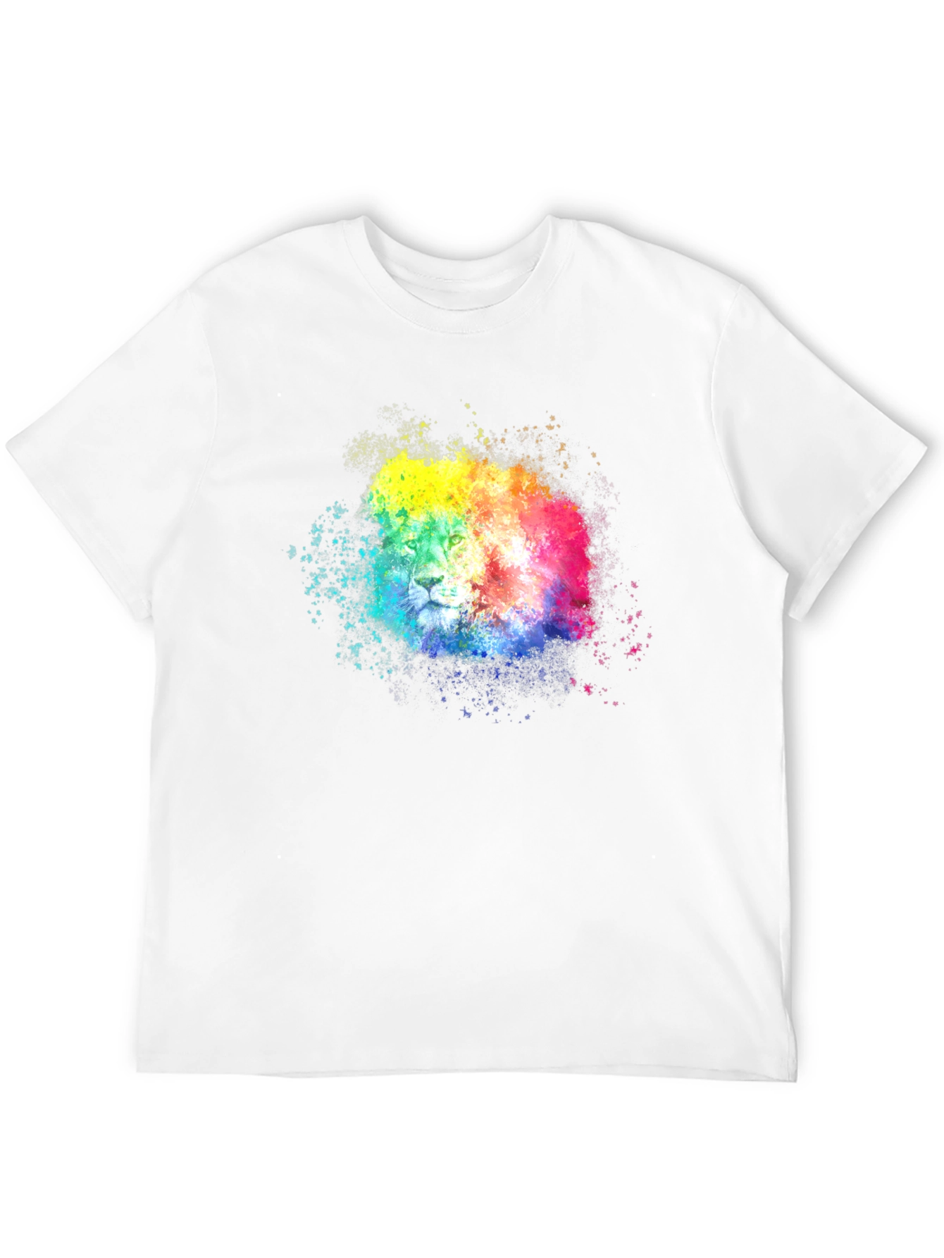 Black Rainbow Lion Splatter Graphic Tee - Black view 12