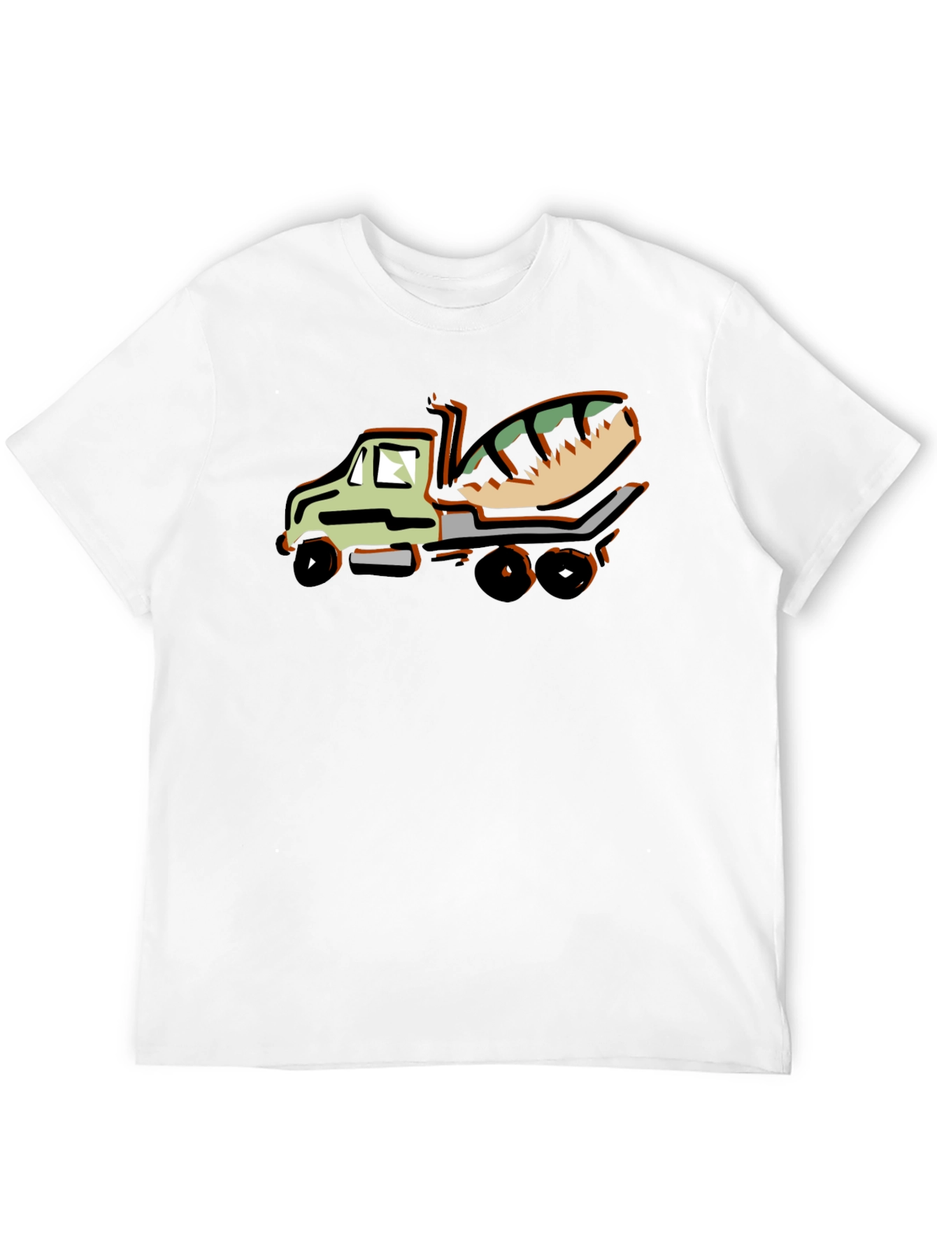 Black Cartoon Concrete Mixer Truck Graphic T-Shirt view 12