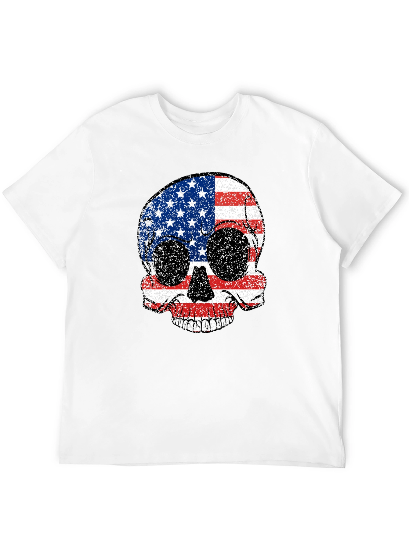 Black American Flag Skull Graphic Tee - Patriotic Style view 12