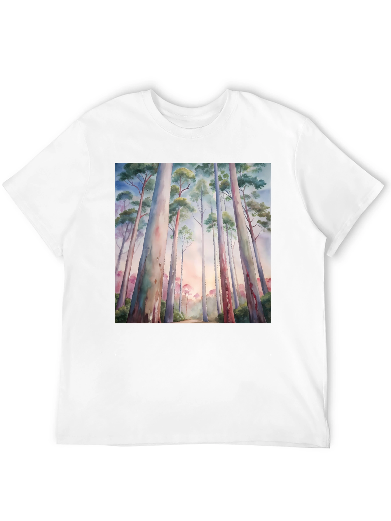 Black Eucalyptus Forest Watercolor Graphic Tee view 12
