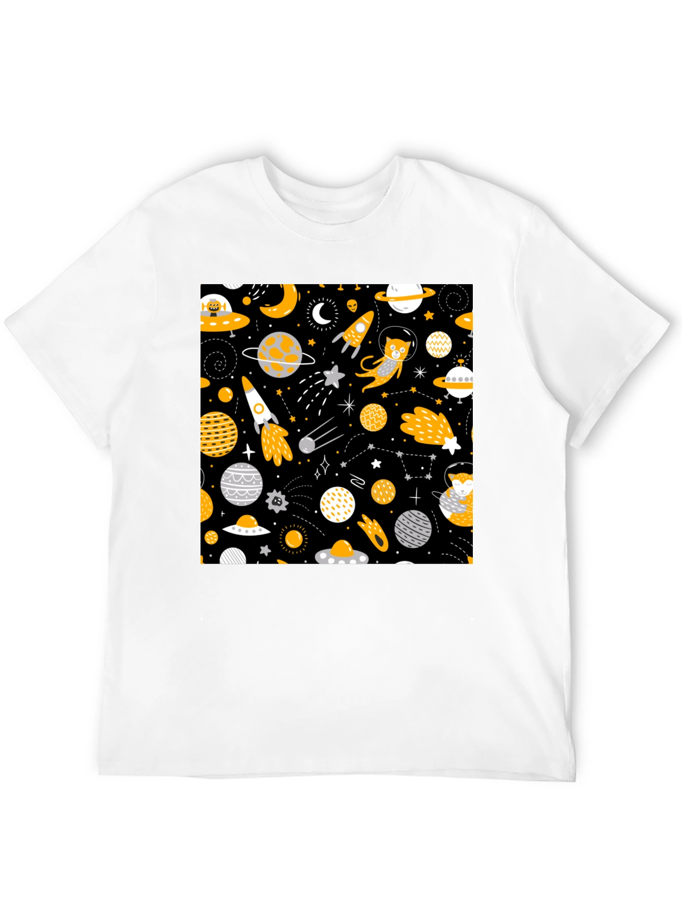Black Space Cat Graphic T-Shirt view 12