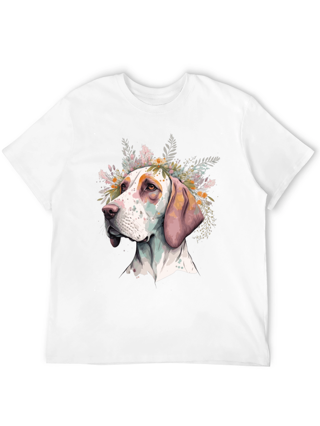 Black Dog with Flowers Graphic Tee - Unisex Black T-Shirt view 12