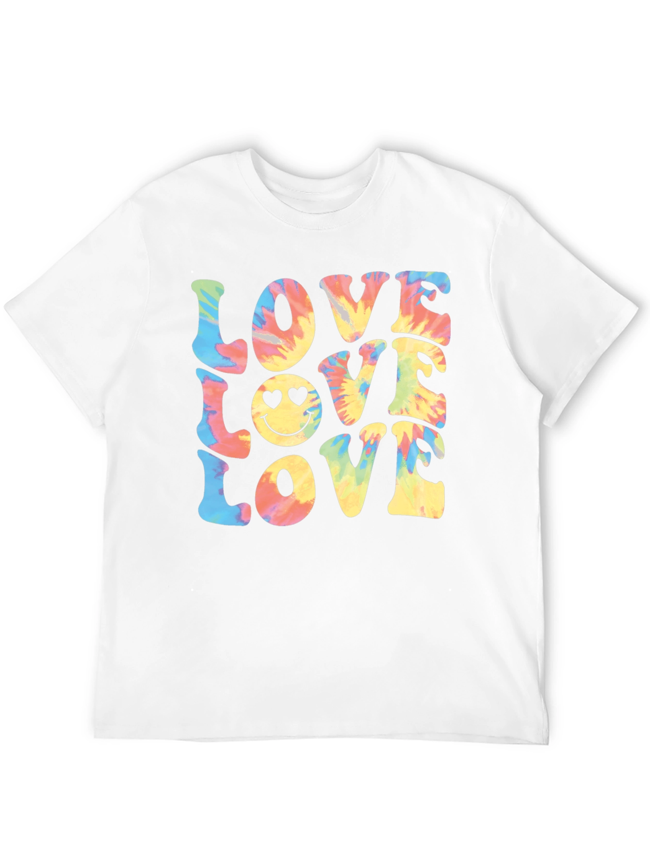 Black Tie-Dye Love Smiley Face T-Shirt view 12