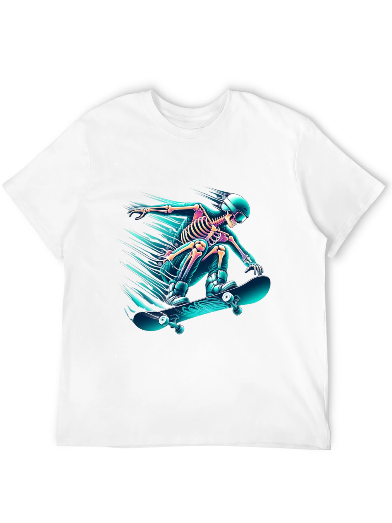 Black Skateboarding Skeleton Graphic Tee - Black Cotton Shirt view 12